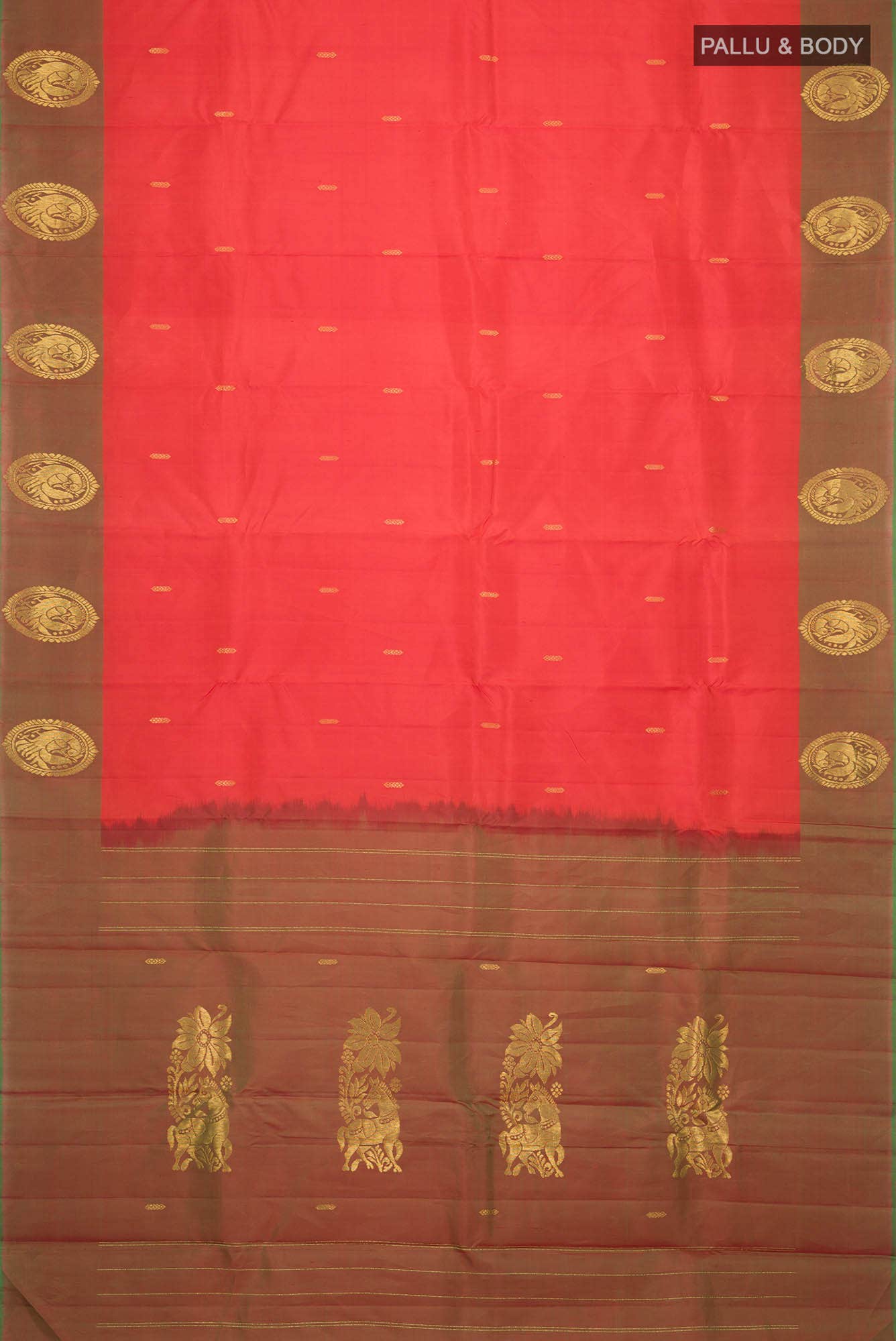 Orange Kanjivaram Silk Saree - Image 4