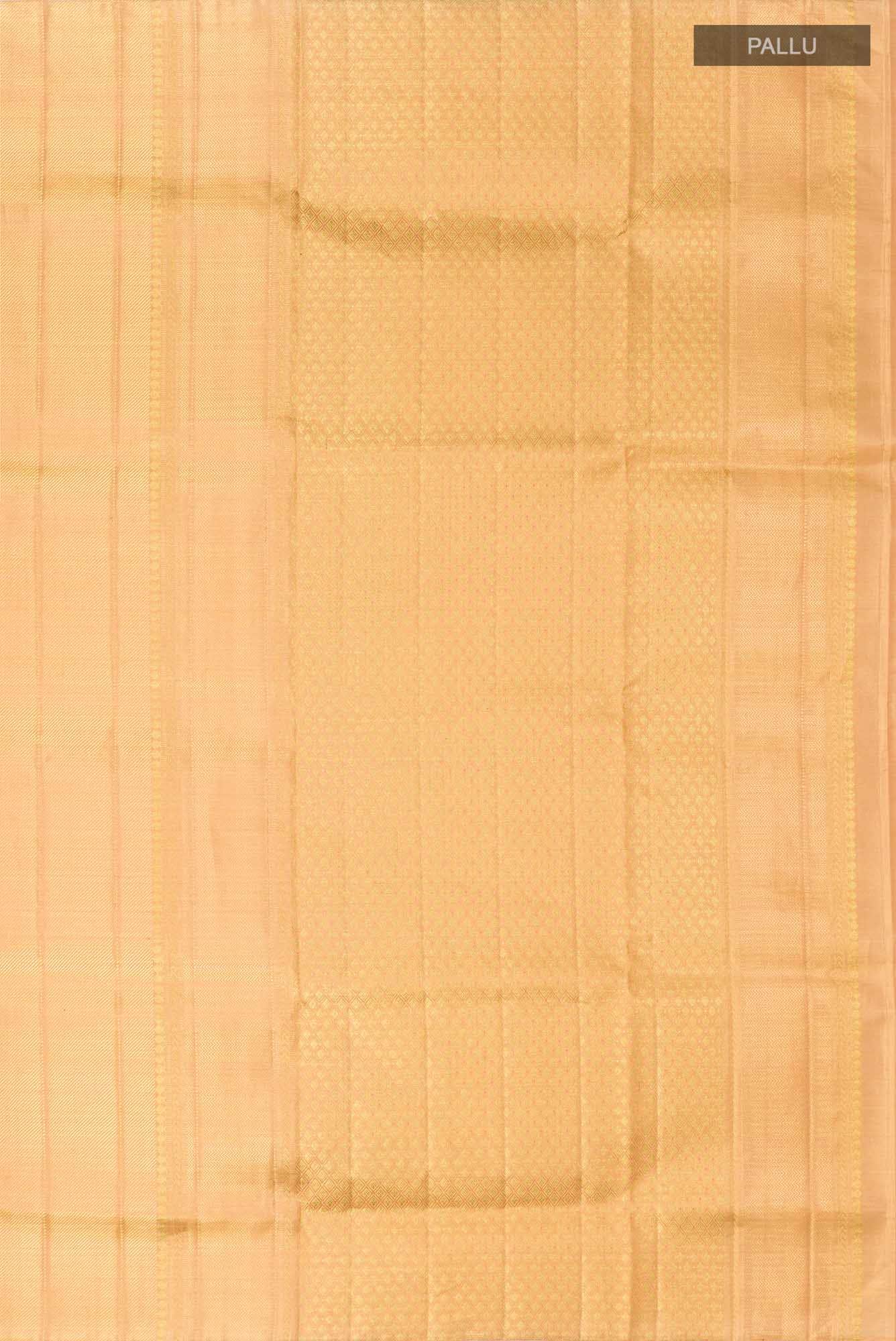 Gold with Peach Dual Tone Kanjivaram Tissue Silk Saree - Image 5