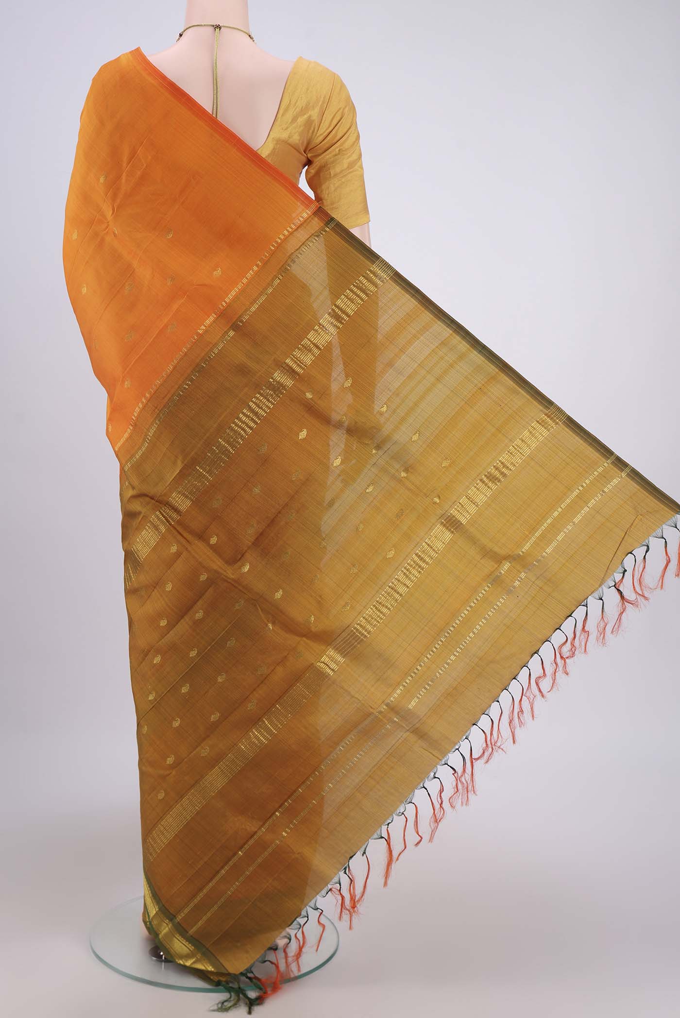 Orange Kanjivaram Silk Saree - Image 3