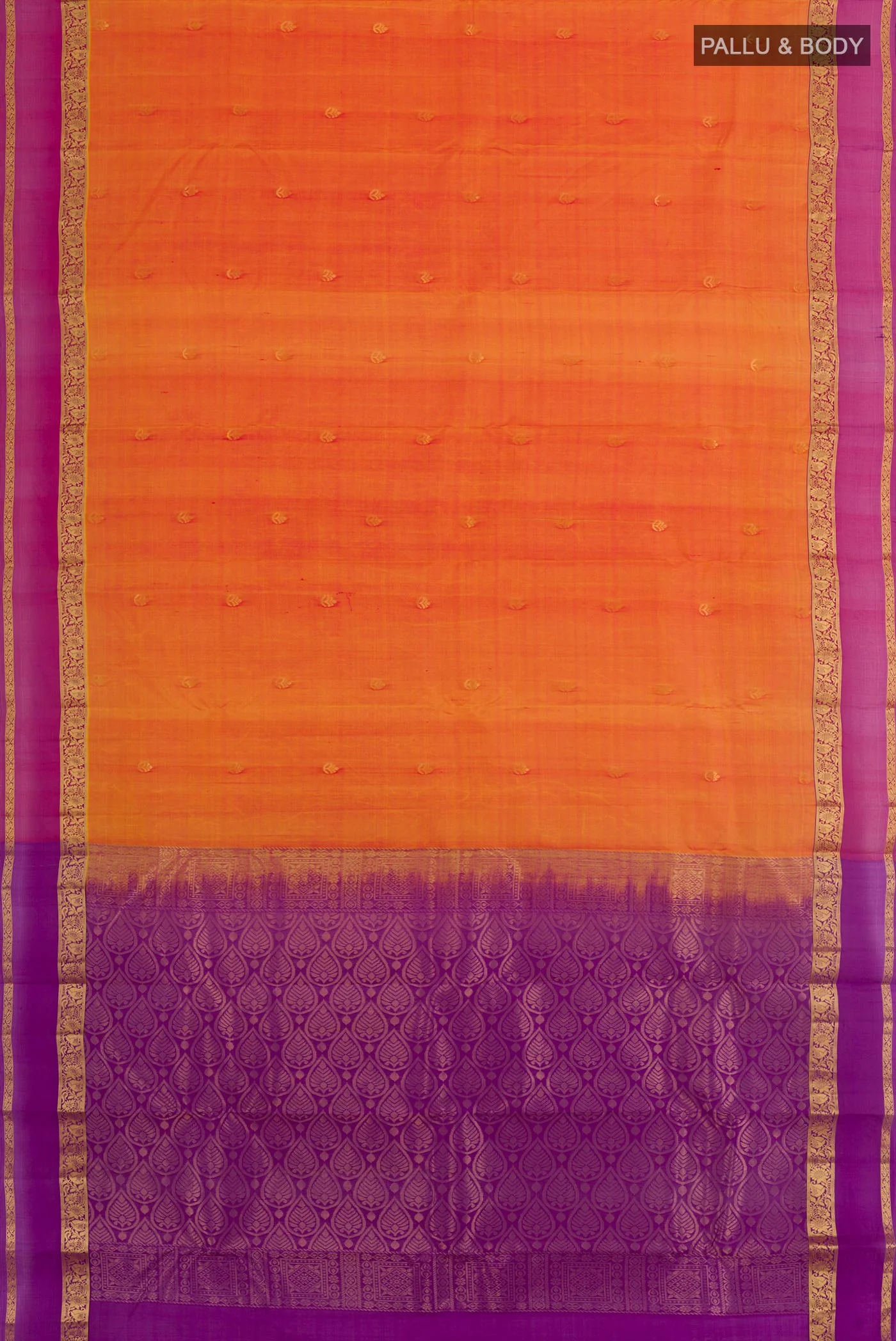 Orange Kanjivaram Silk Saree - Image 3