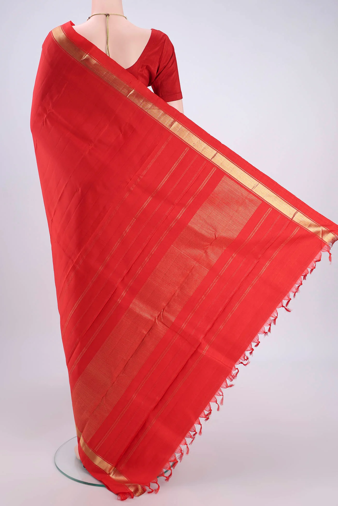 Orange Kanjivaram Silk Saree - Image 3