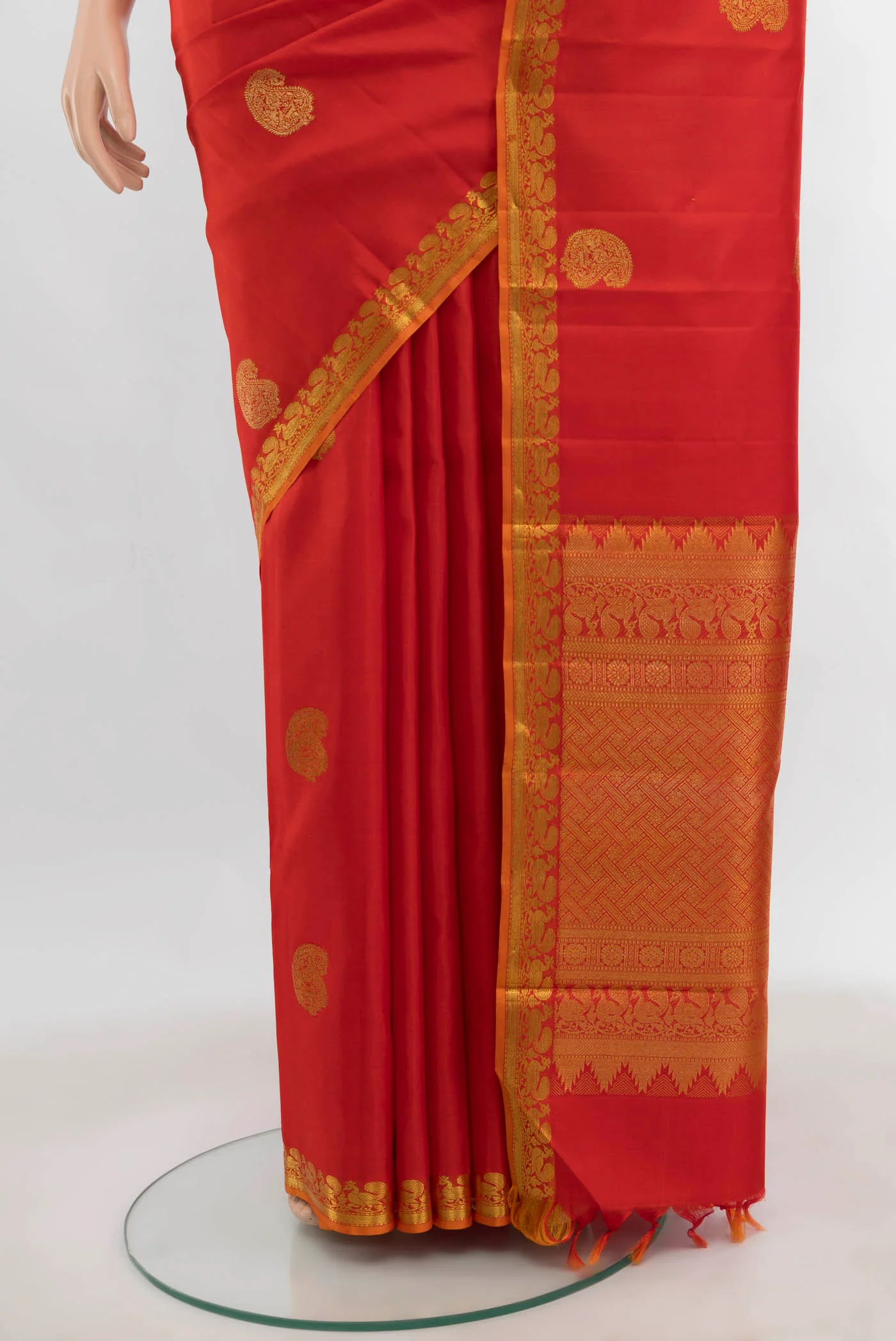 Orange Kanjivaram Silk Saree - Image 3