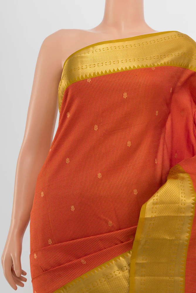 Orange Kanjivaram Silk Saree - Image 2