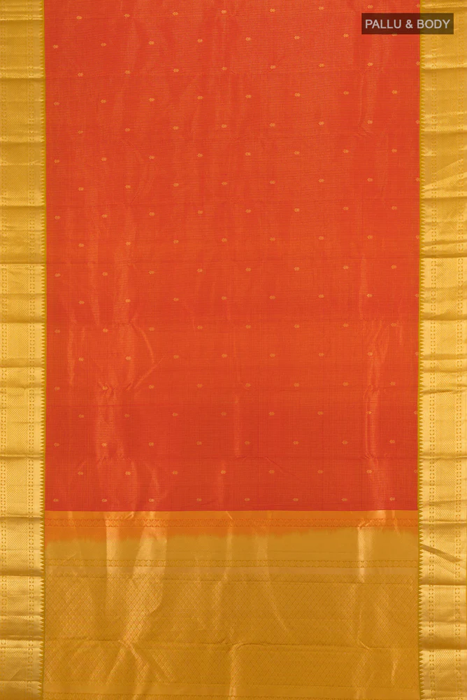 Orange Kanjivaram Silk Saree - Image 5