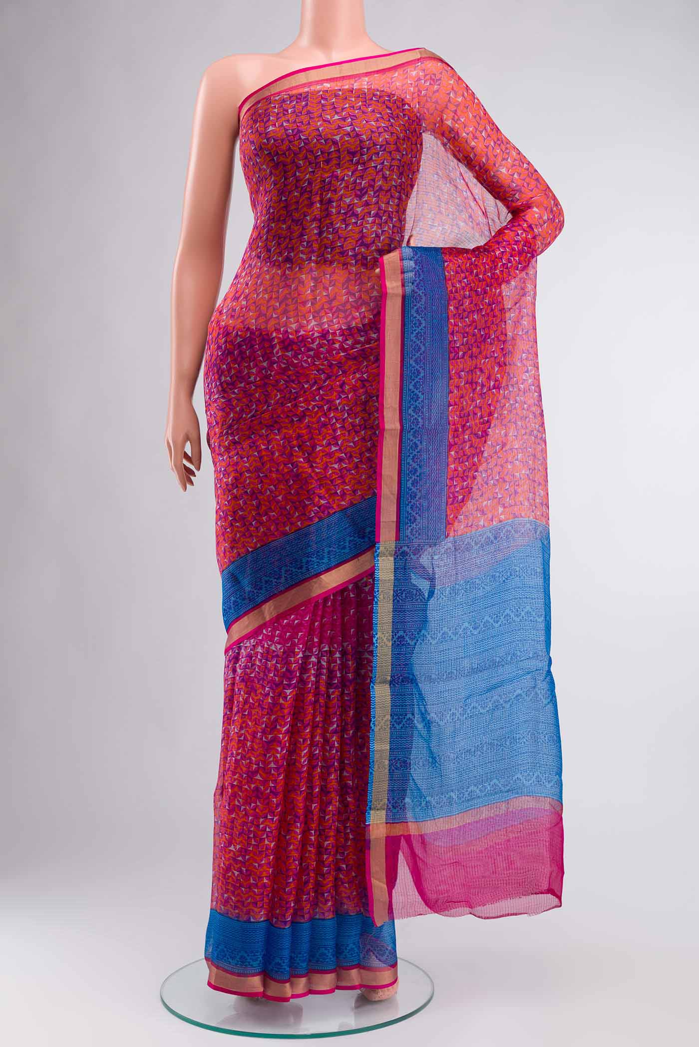 Orange Kota Silk Saree