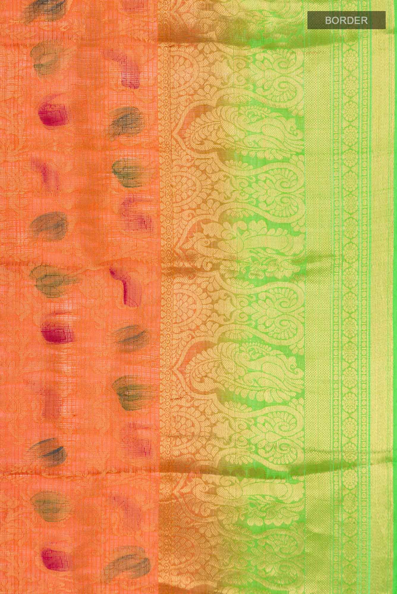 Orange Kota Silk Saree - Image 4