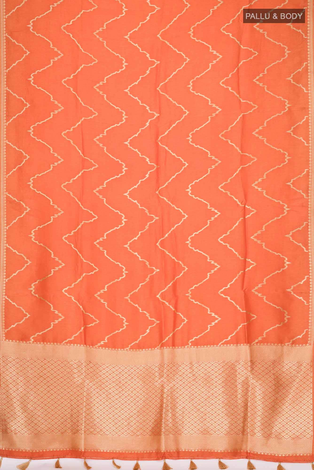 Orange Linen Saree - Image 2