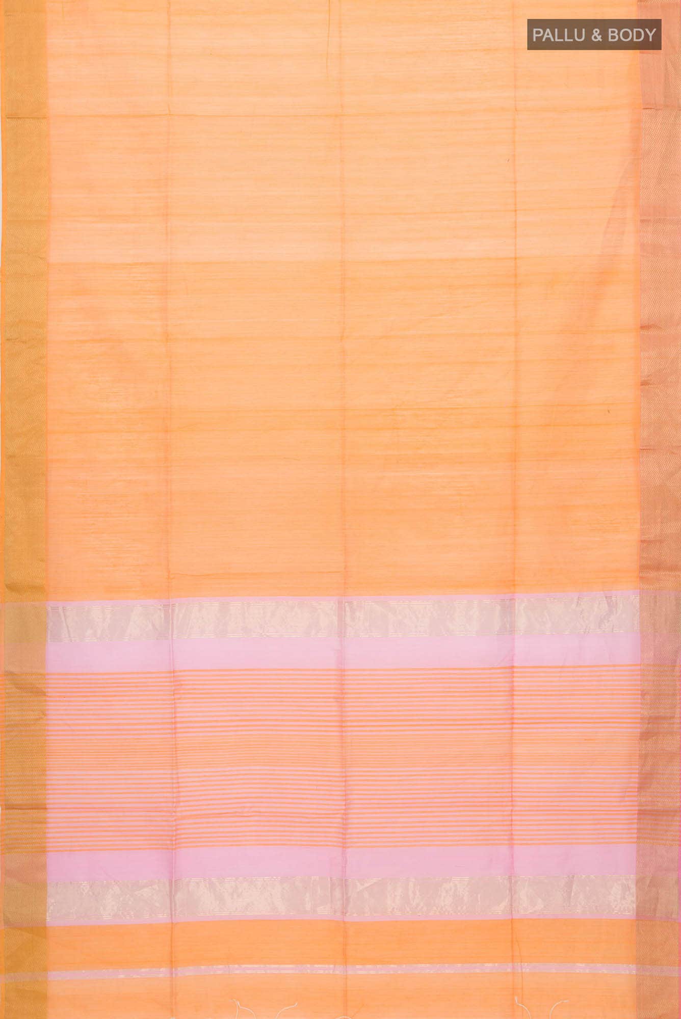 Orange Maheshwari Silk Cotton Saree - Image 2