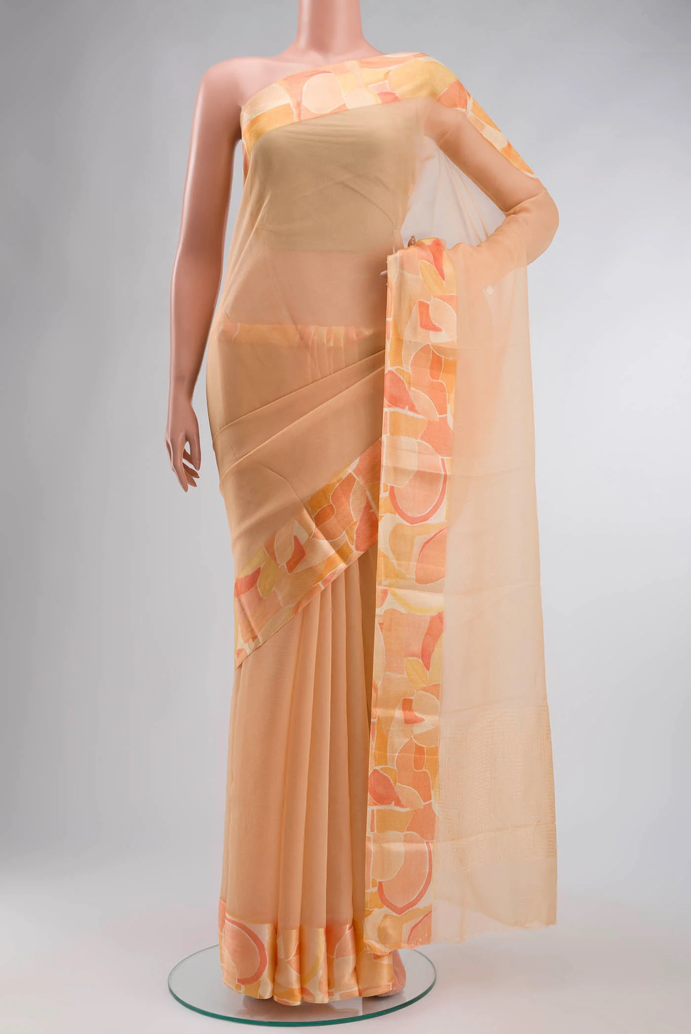 Peach Mysore Chiffon Saree