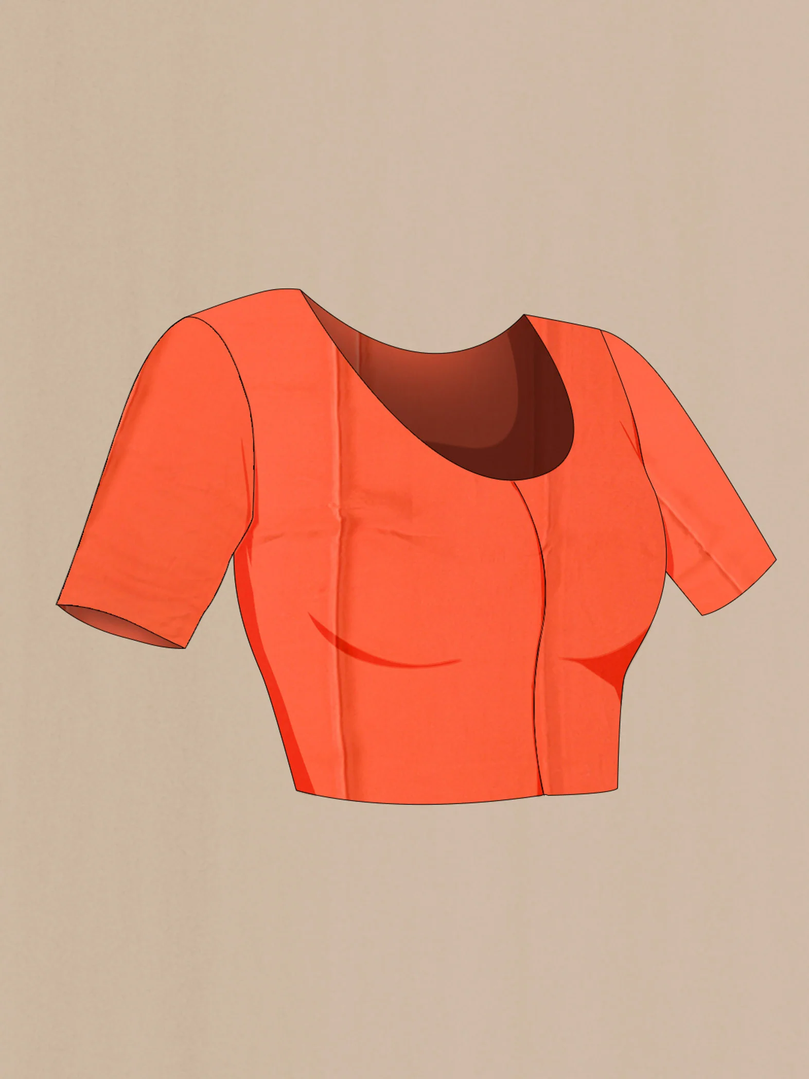 Orange Mysore Crepe Saree - Image 4