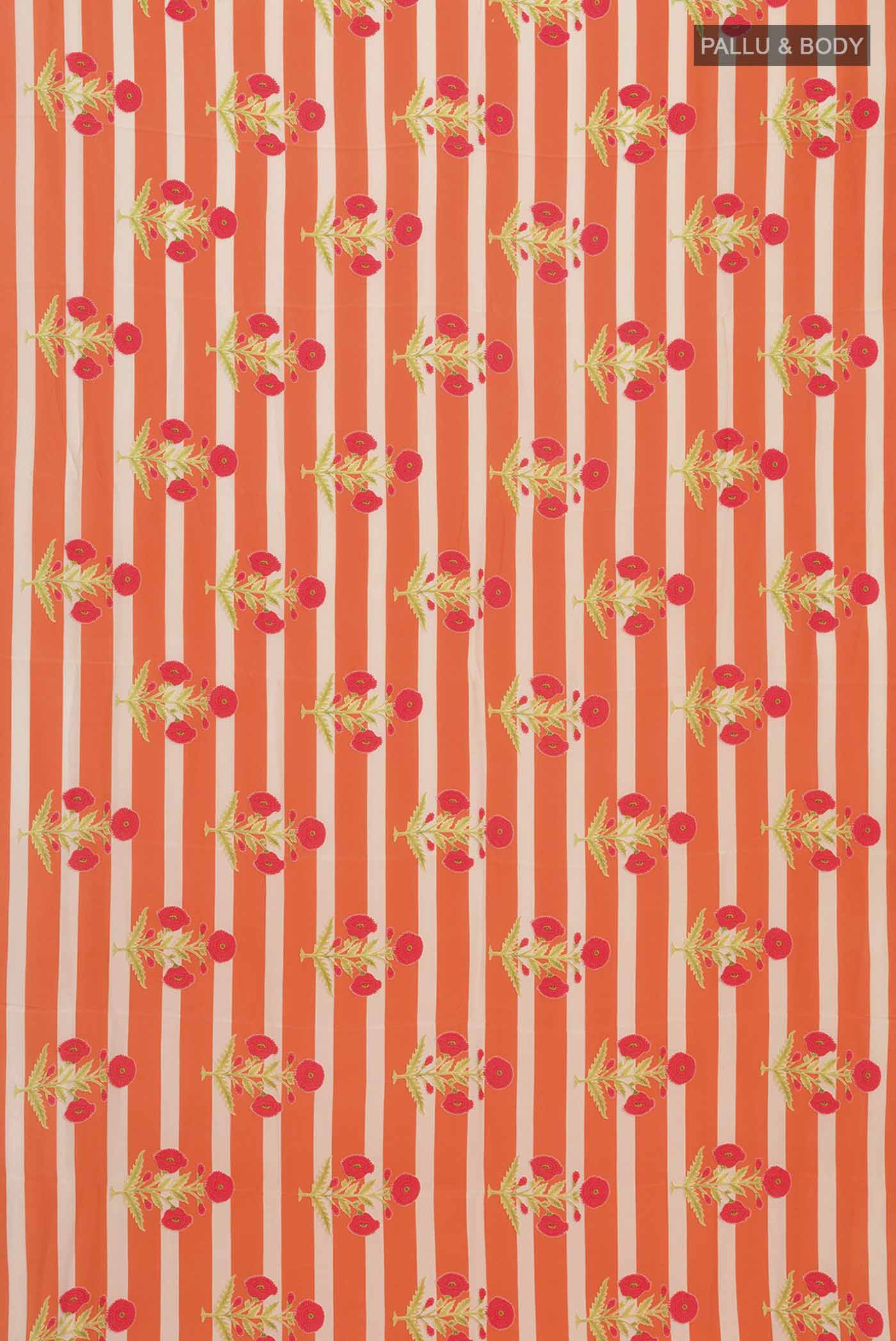 Orange Mysore Crepe Saree - Image 5