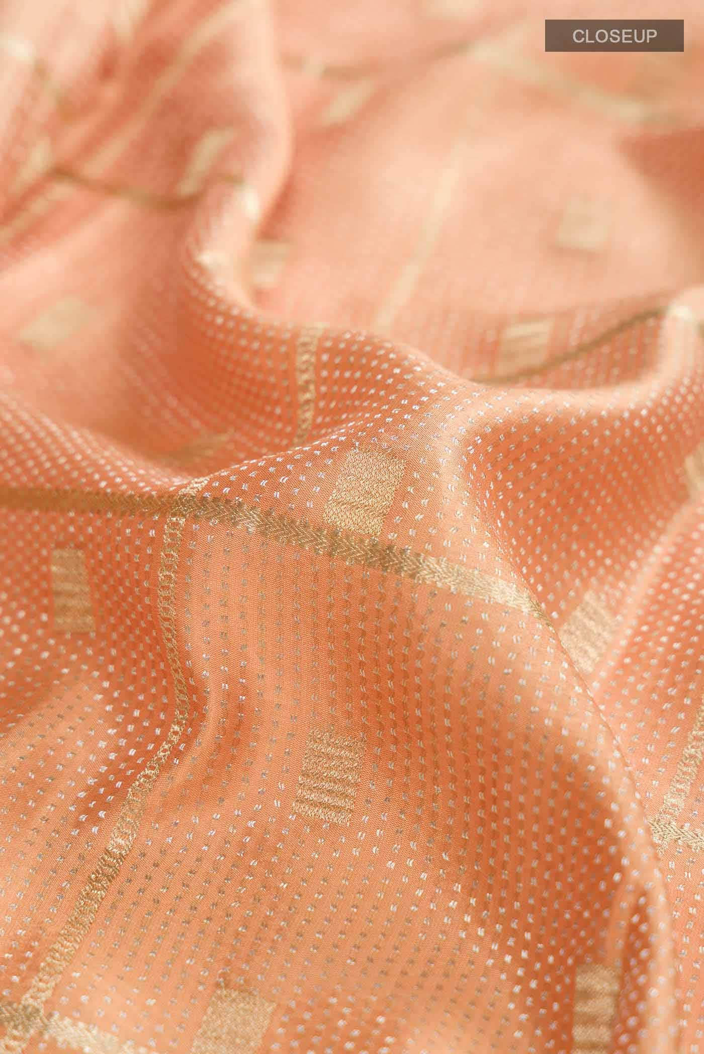 Peach Mysore Crepe Saree - Image 3