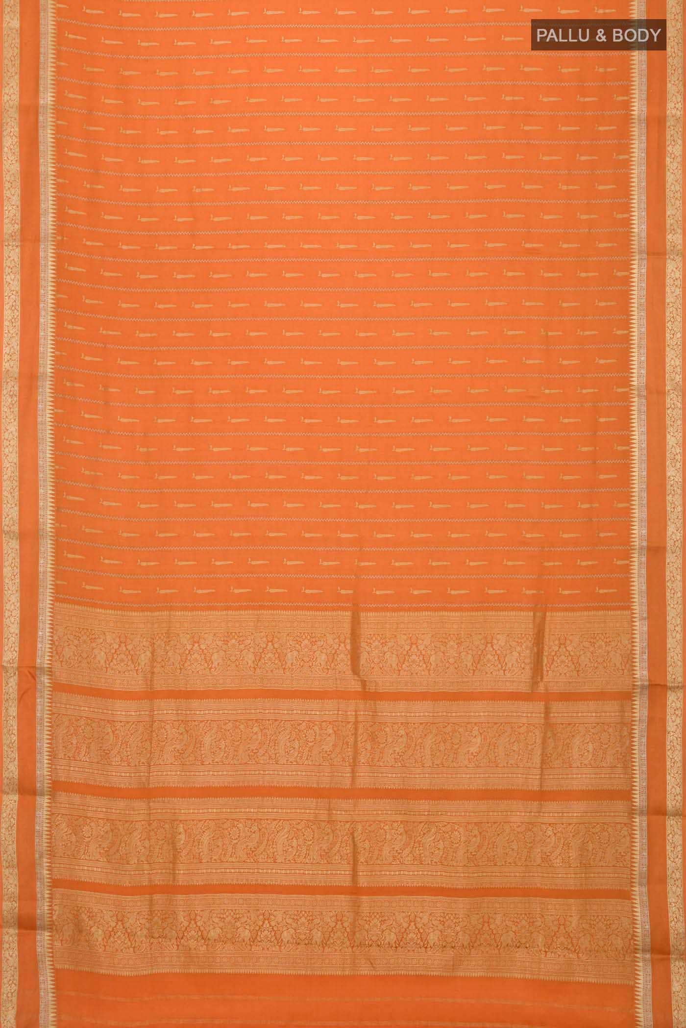 Orange Mysore Crepe Saree - Image 4
