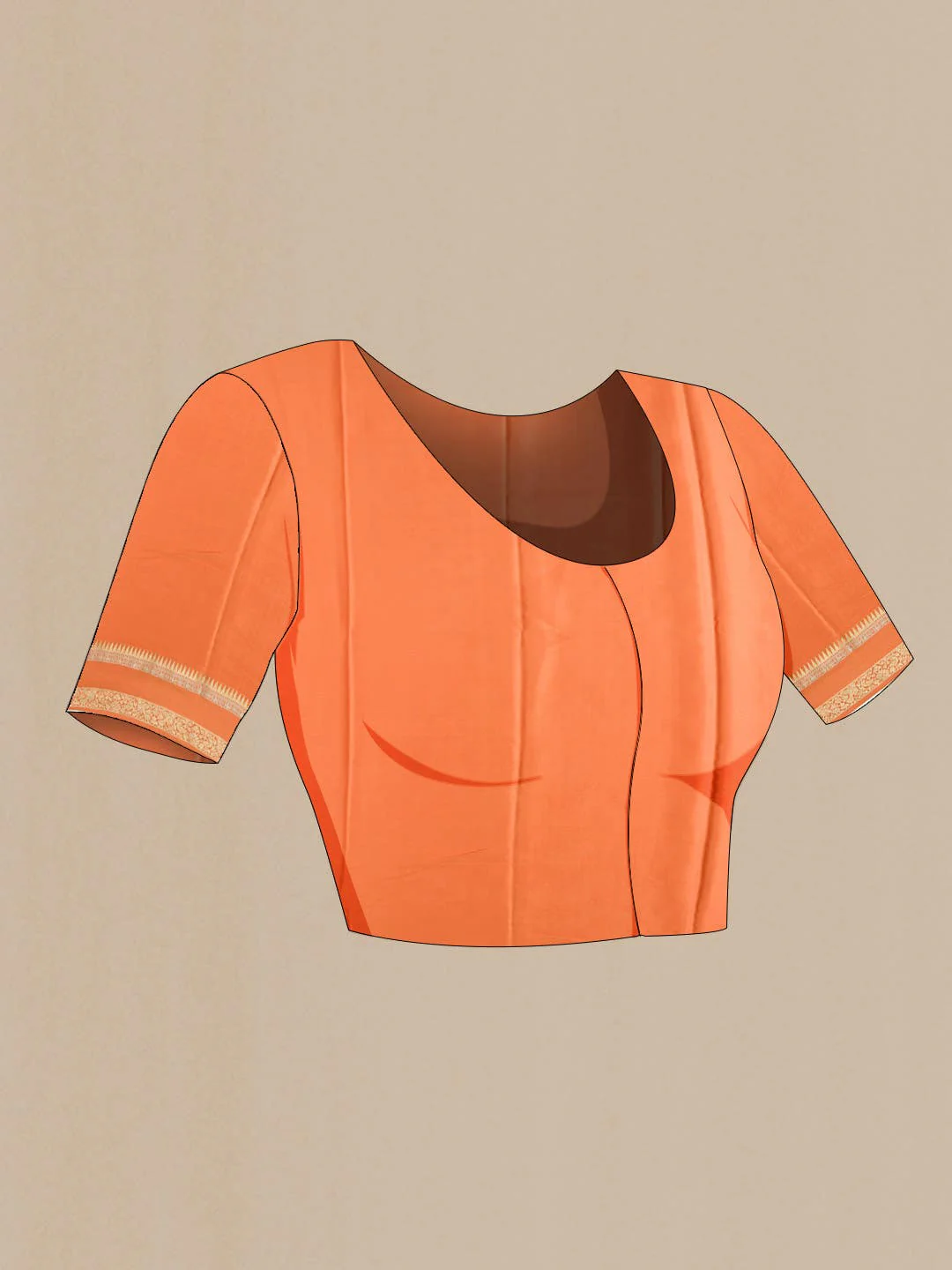 Orange Mysore Crepe Saree - Image 6