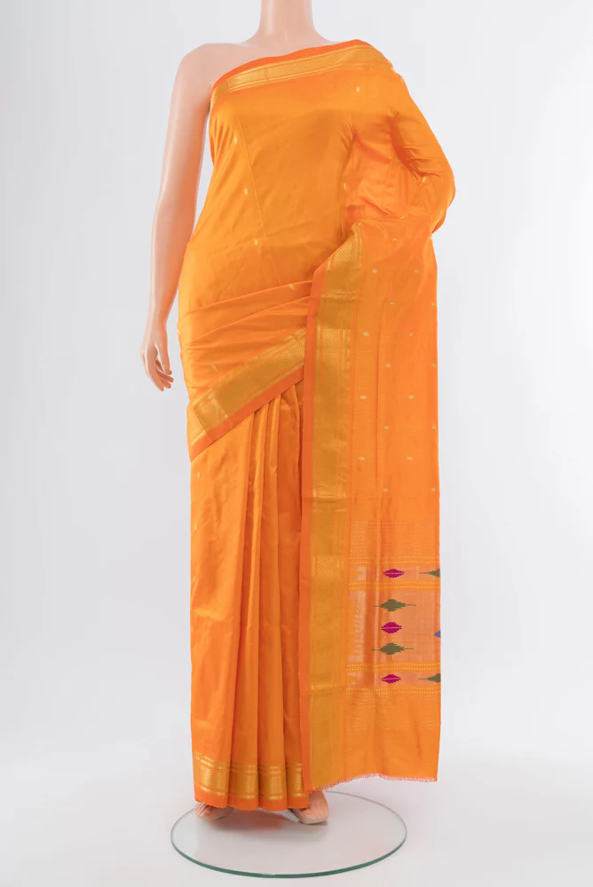 Orange Paithani Silk Saree