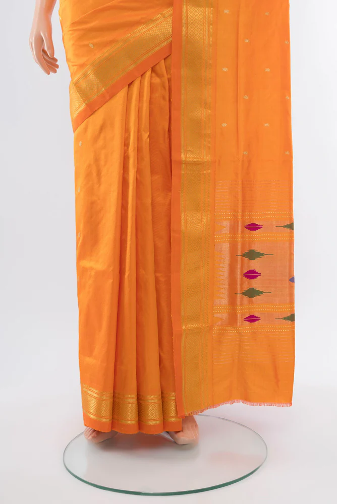 Orange Paithani Silk Saree - Image 3