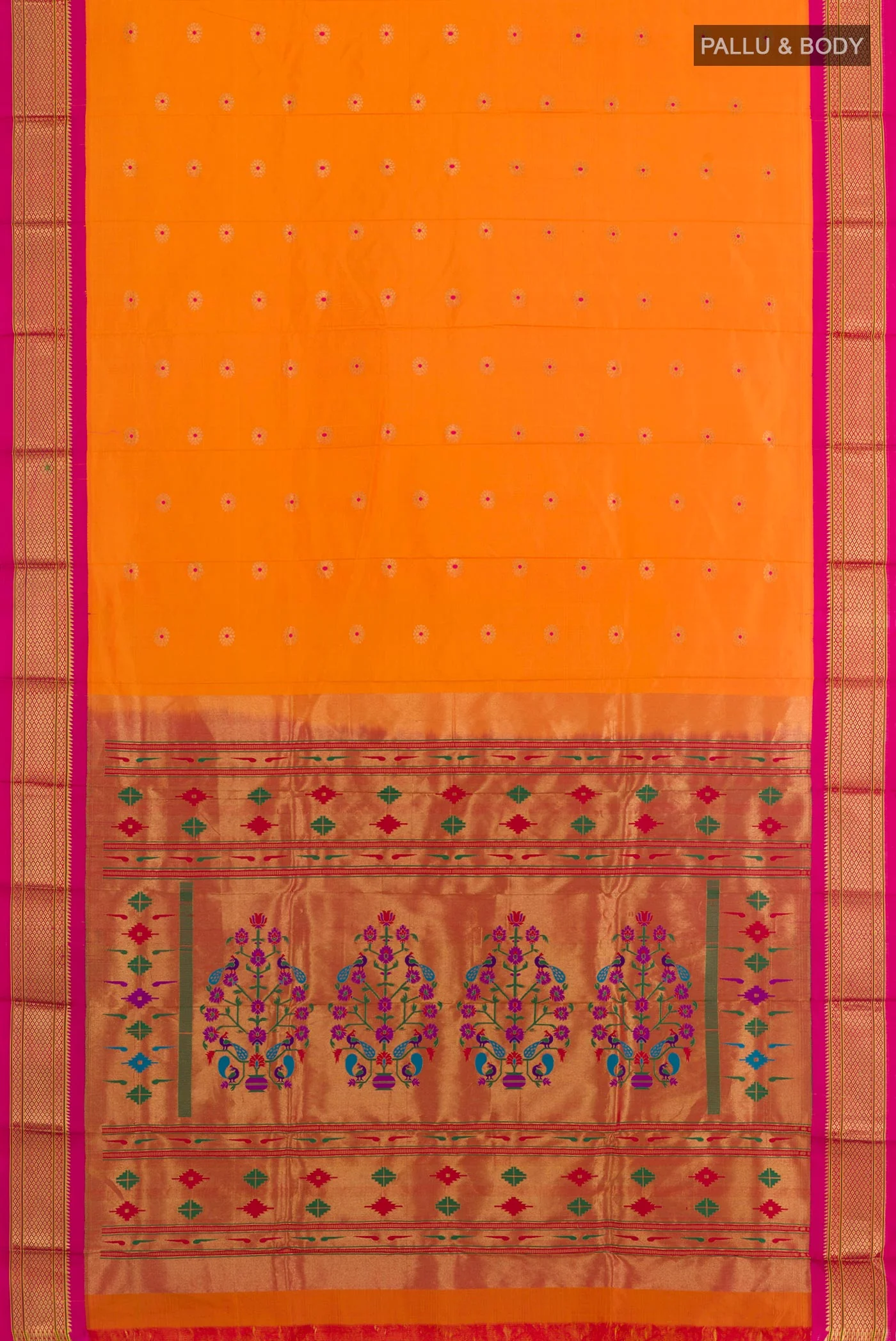 Orange Paithani Silk Saree - Image 3