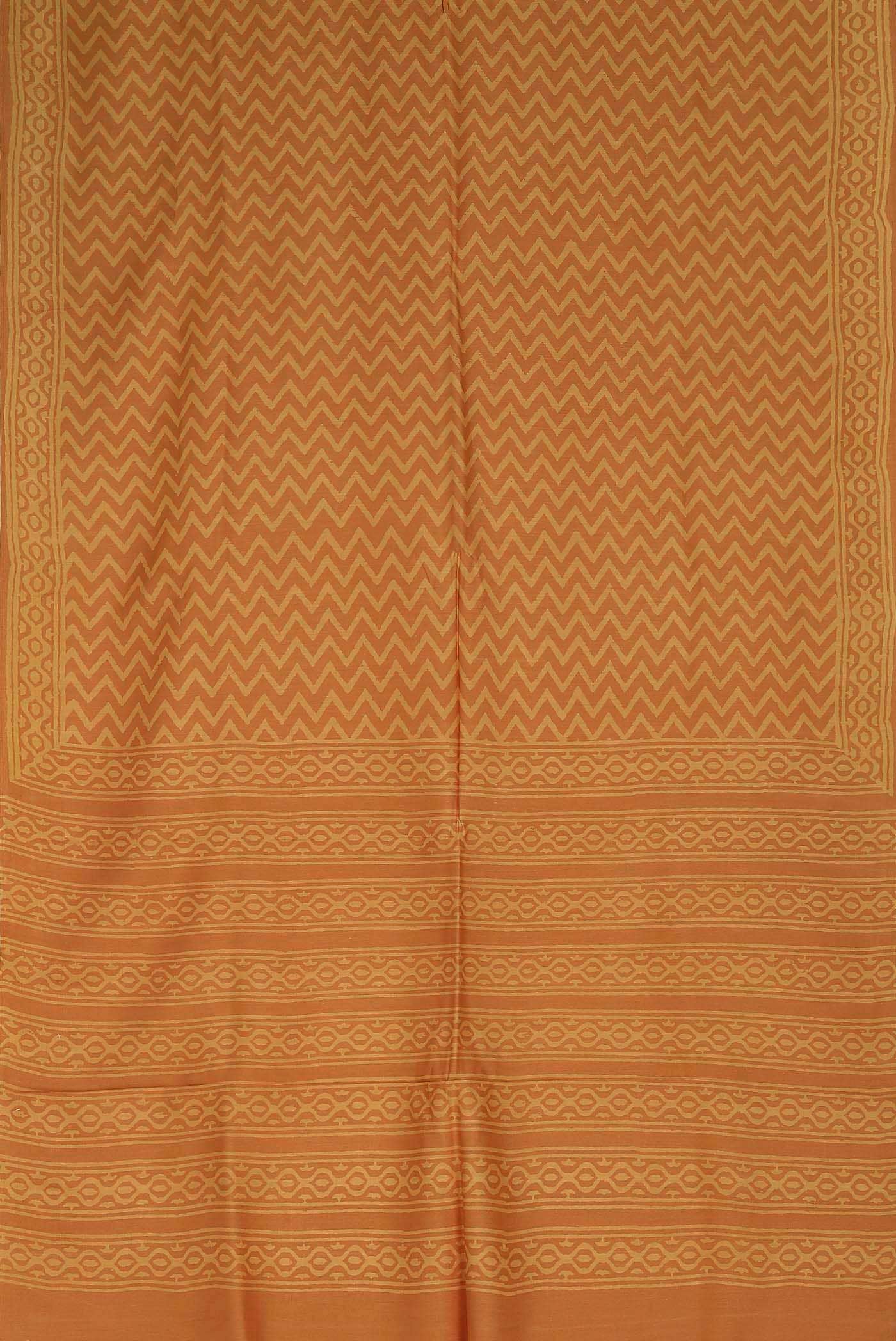 Orange Printed Silk Saree - Image 4