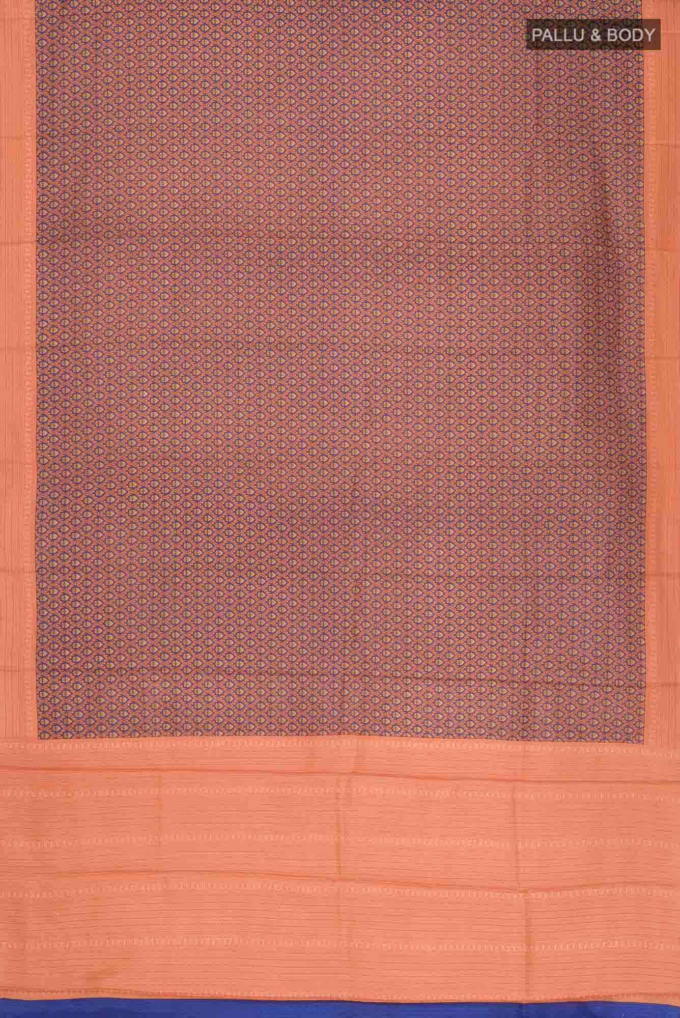 Orange Printed Silk Saree - Image 3