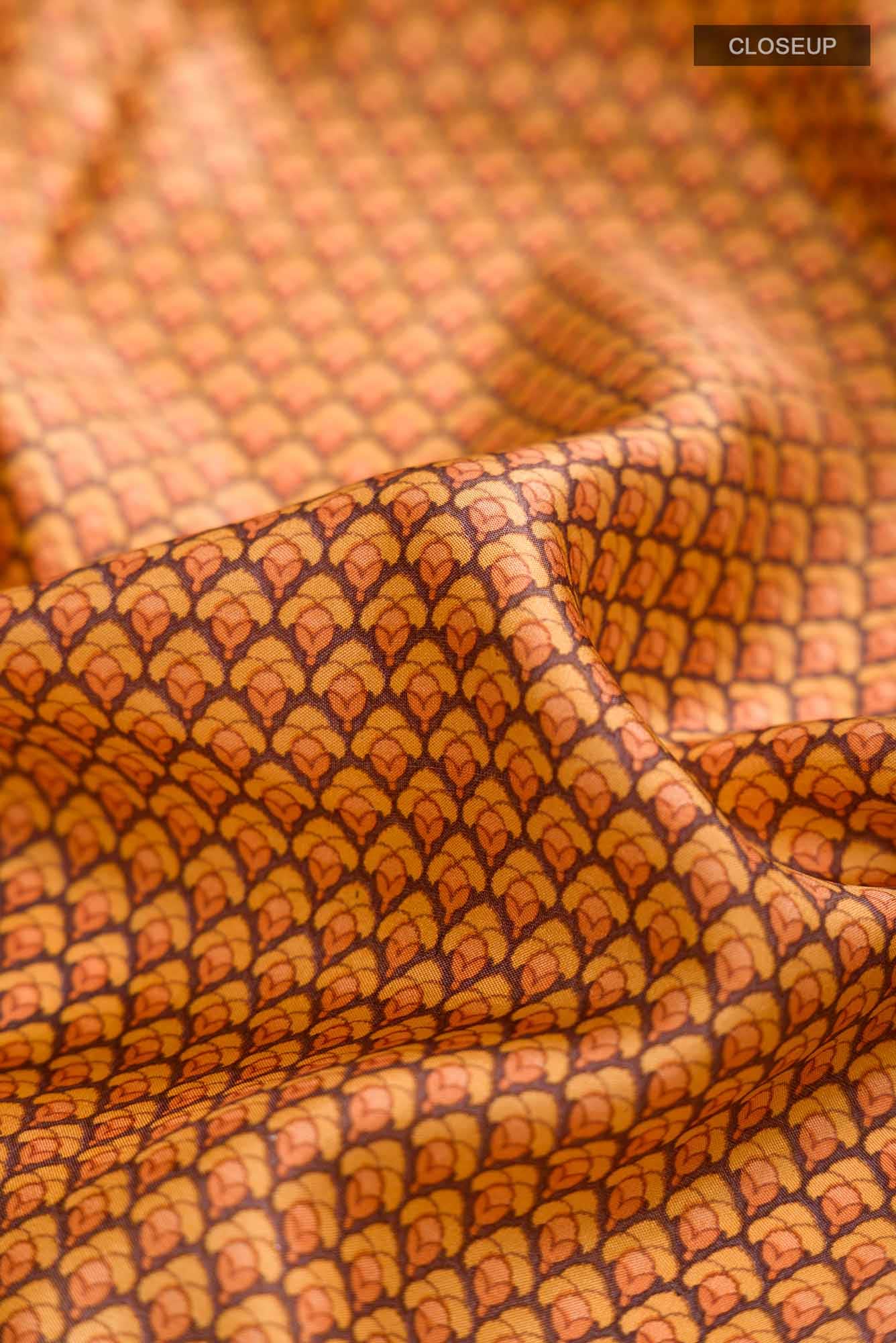 Orange Printed Silk Saree - Image 2