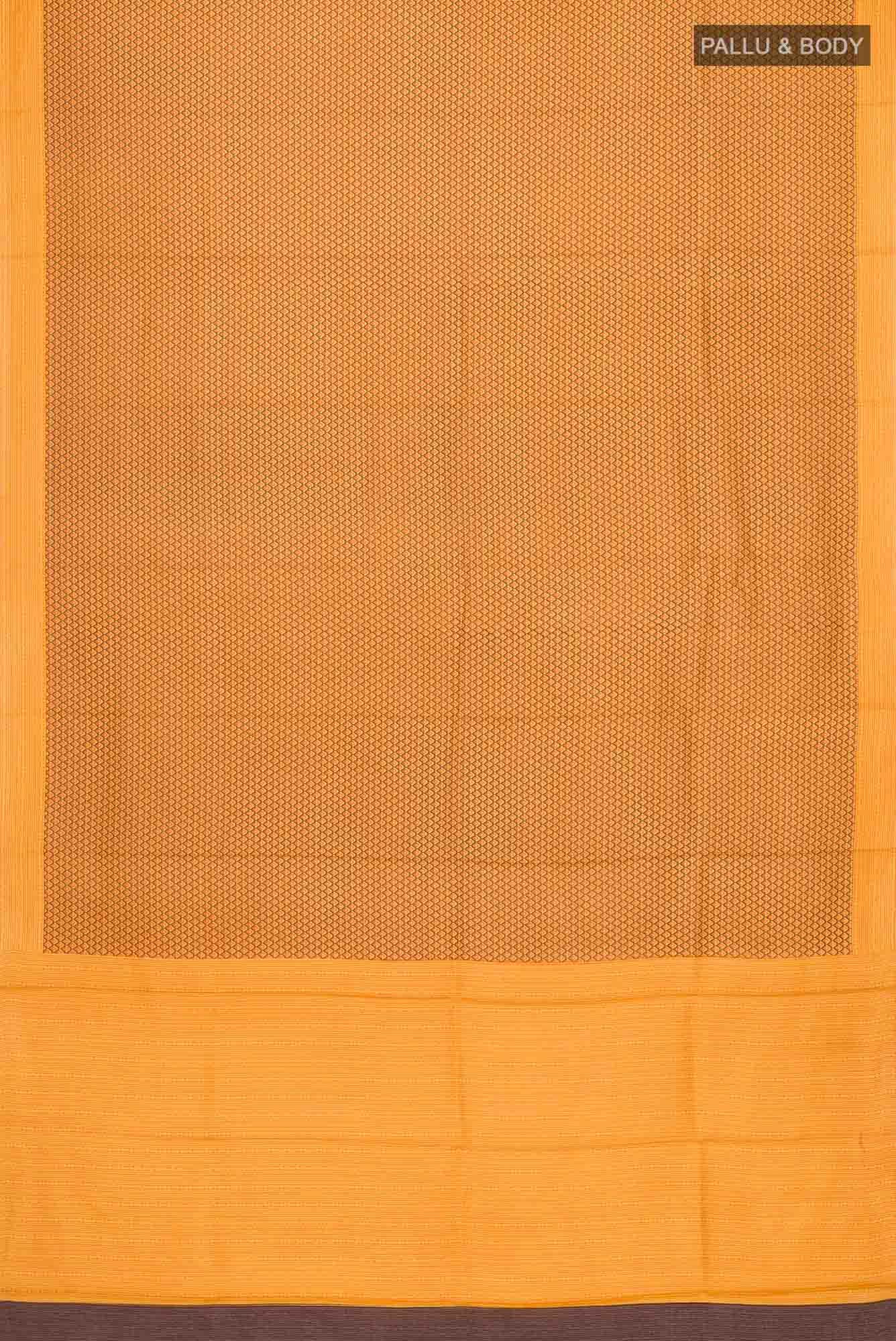 Orange Printed Silk Saree - Image 3