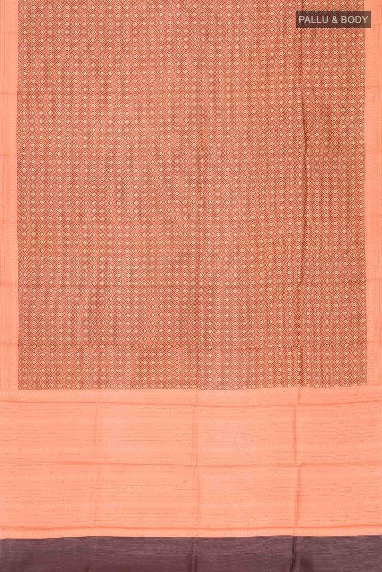 Orange Printed Silk Saree - Image 3