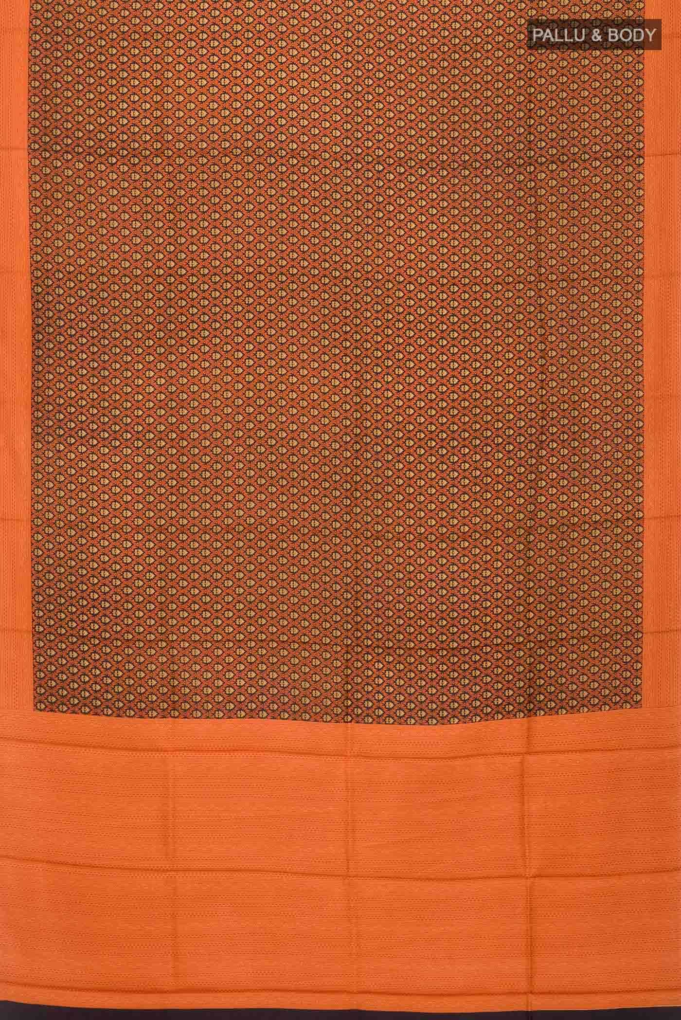 Orange Printed Silk Saree - Image 3