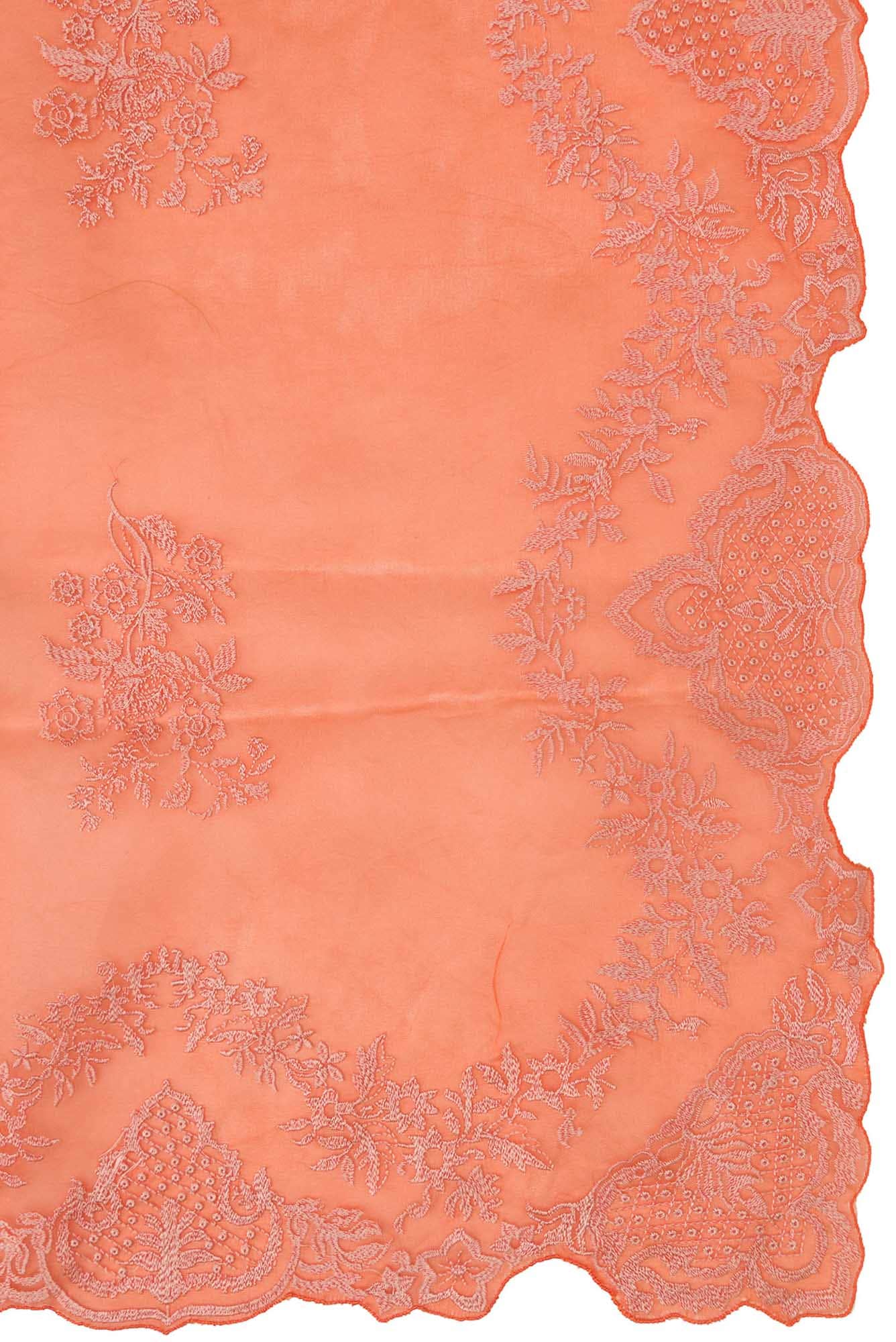 Peonia Orange floral design saree from Embroidered Romance Collection by Nalli - Image 5