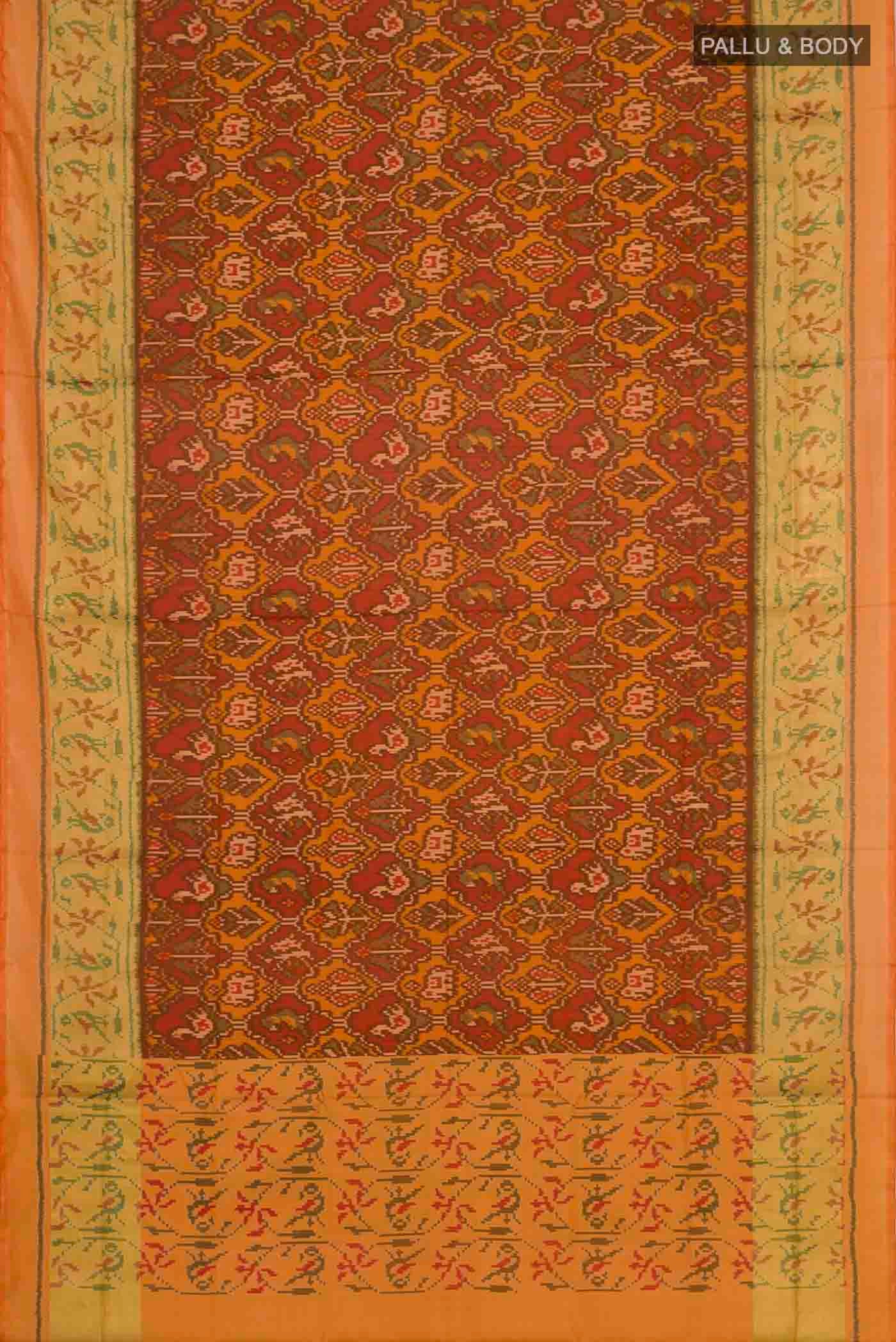 Rust Rajkot Patola Silk Saree - Image 5