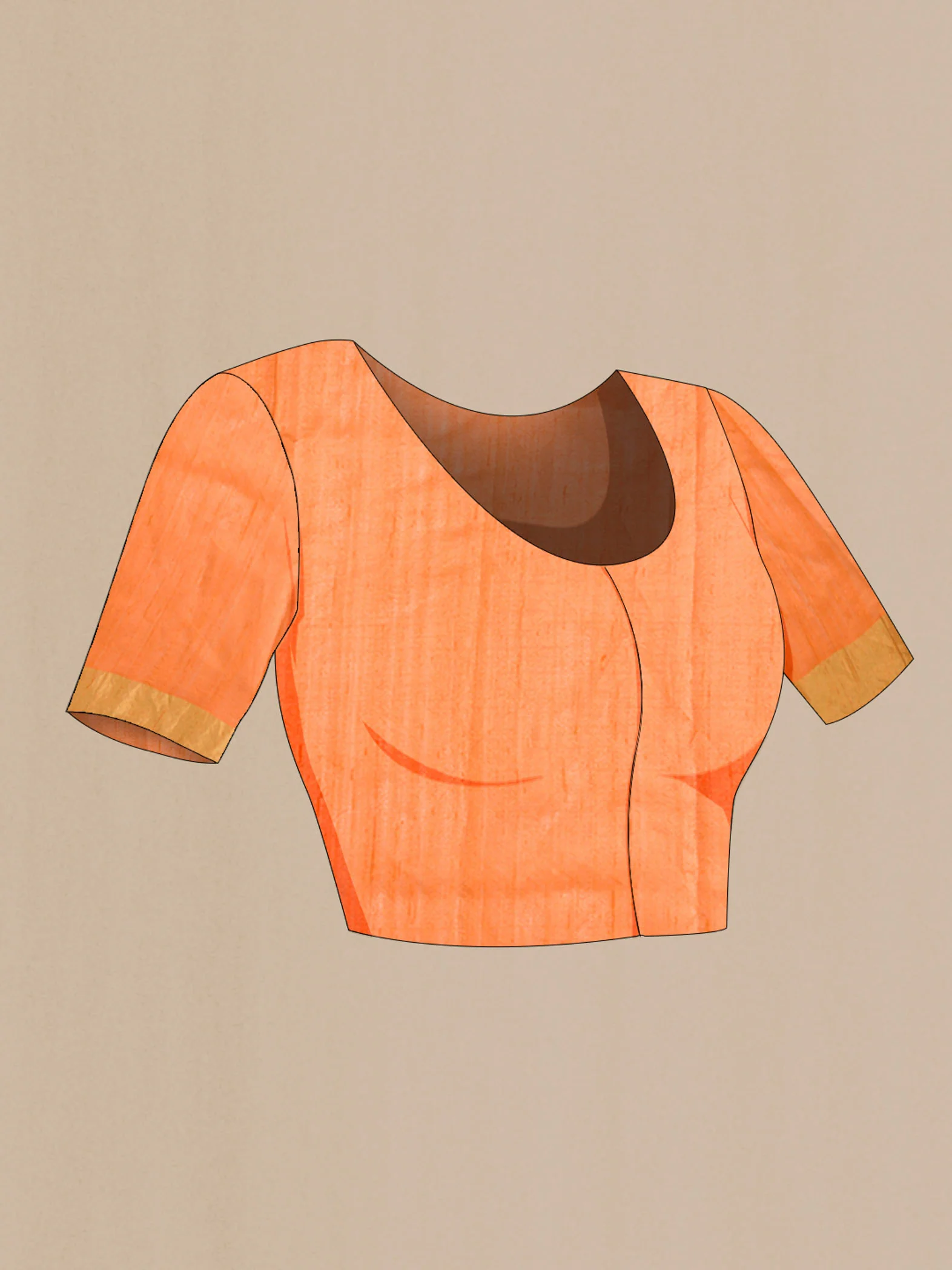 Orange Raw Silk Saree - Image 5