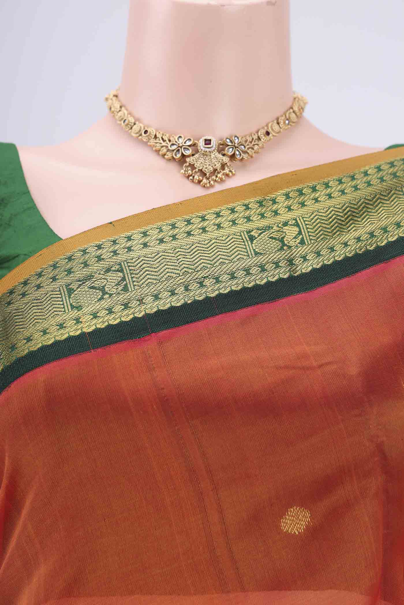 Orange Silk Cotton Saree - Image 2
