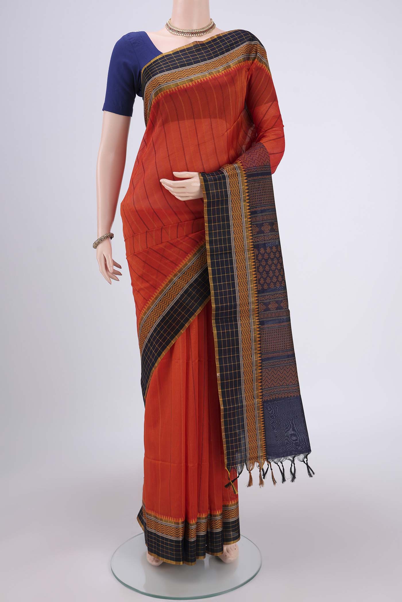 Orange Silk Cotton Saree