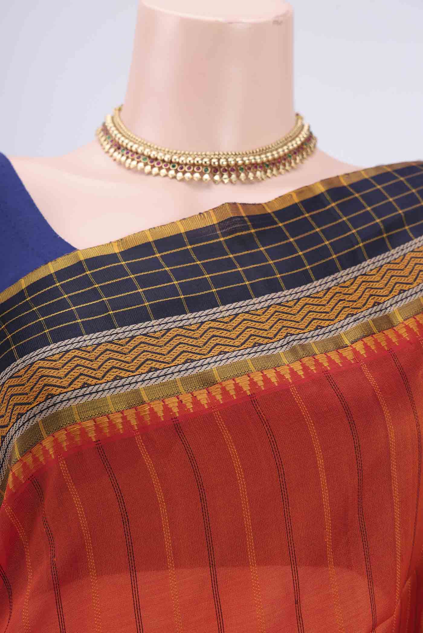 Orange Silk Cotton Saree - Image 2