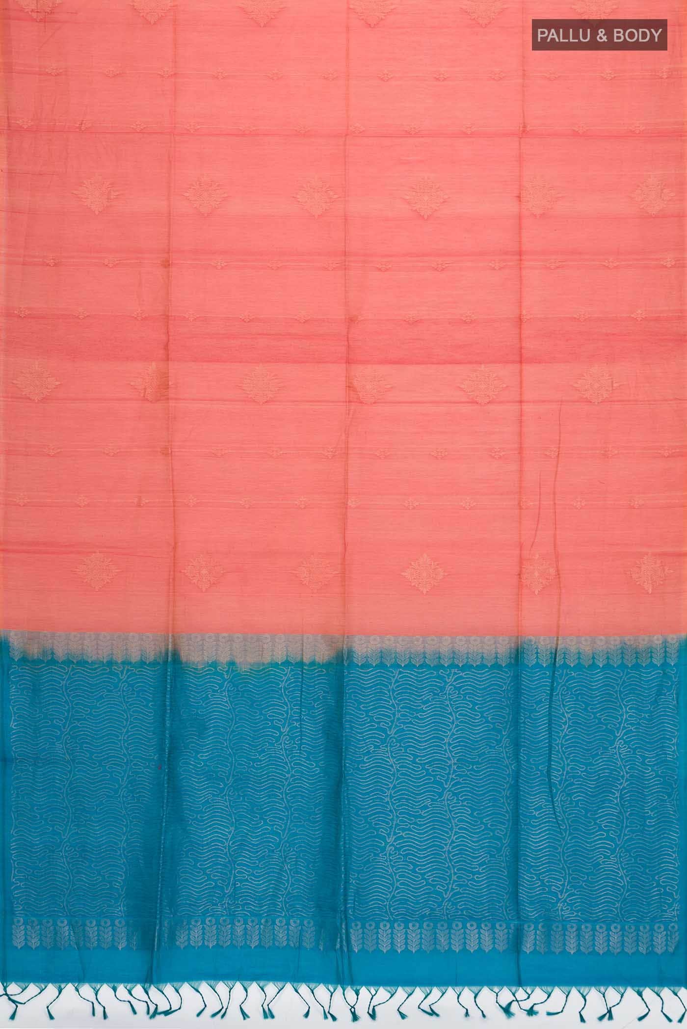Orange Silk Cotton Saree - Image 2