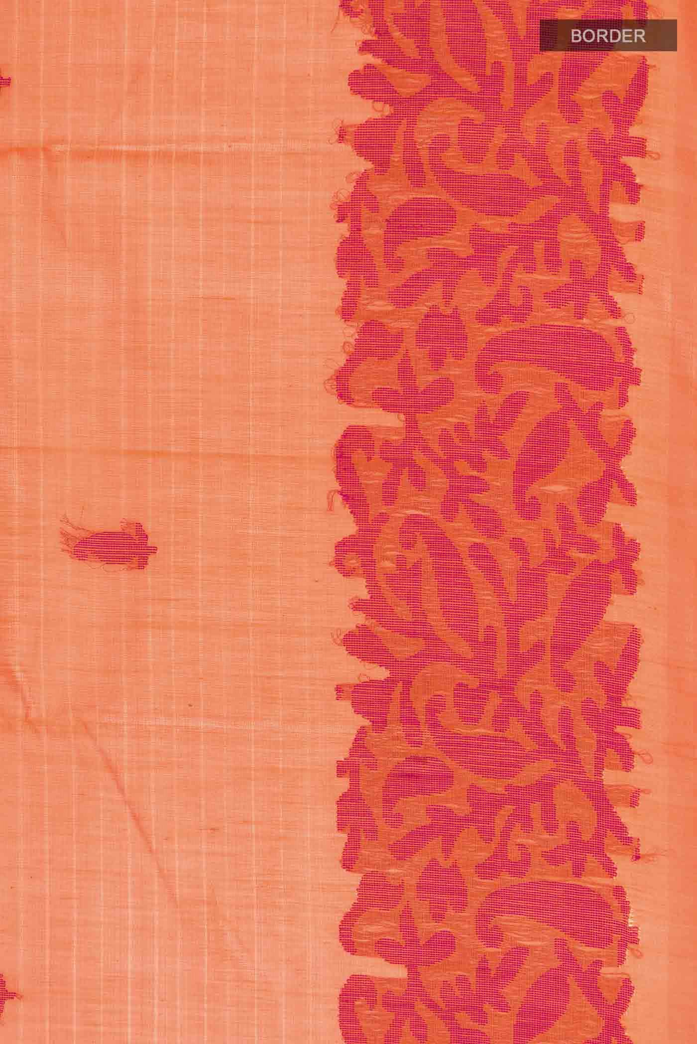 Orange Silk Cotton Saree - Image 4