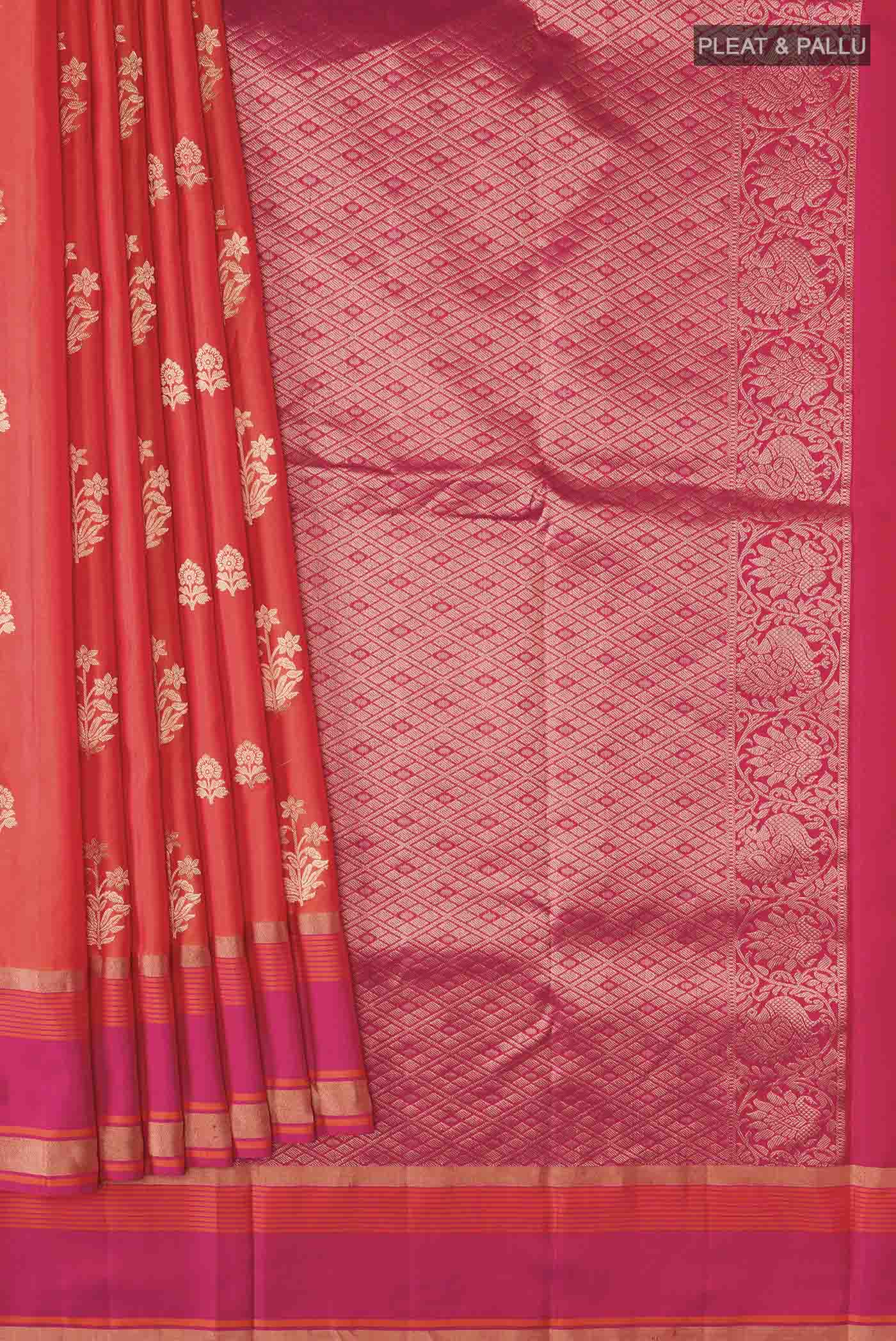 Orange Soft Silk Saree - Image 4
