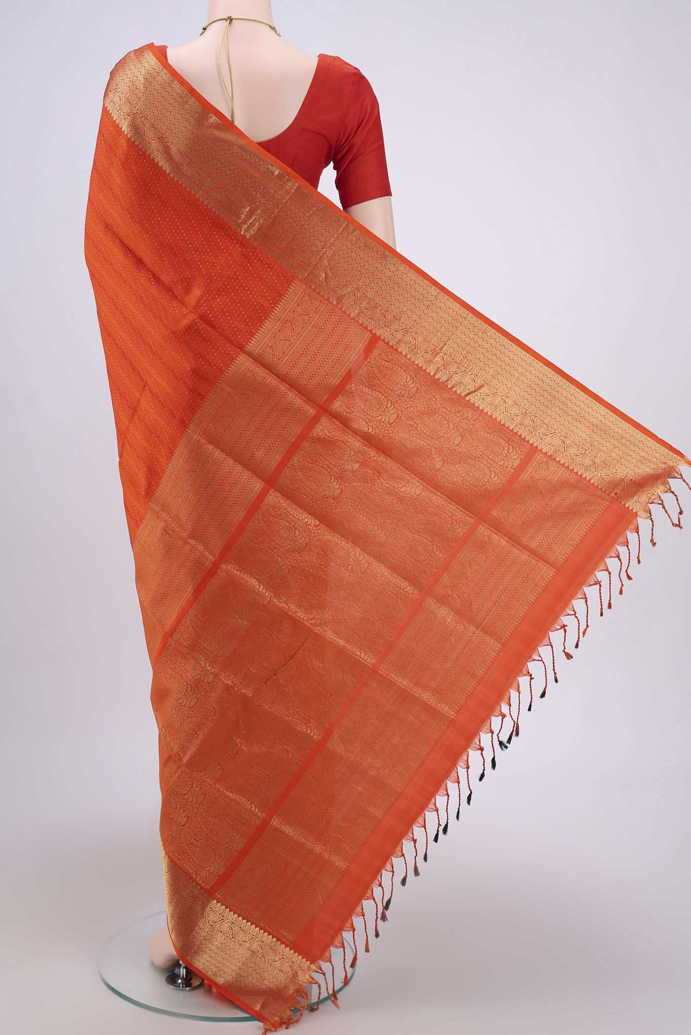 Orange Soft Silk Saree - Image 3