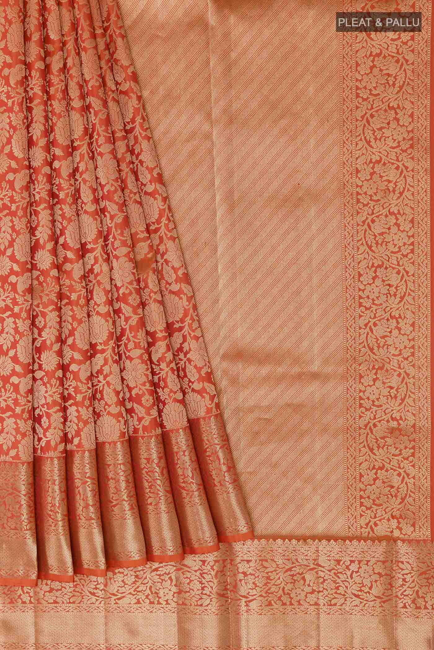 Orange Soft Silk Saree - Image 4