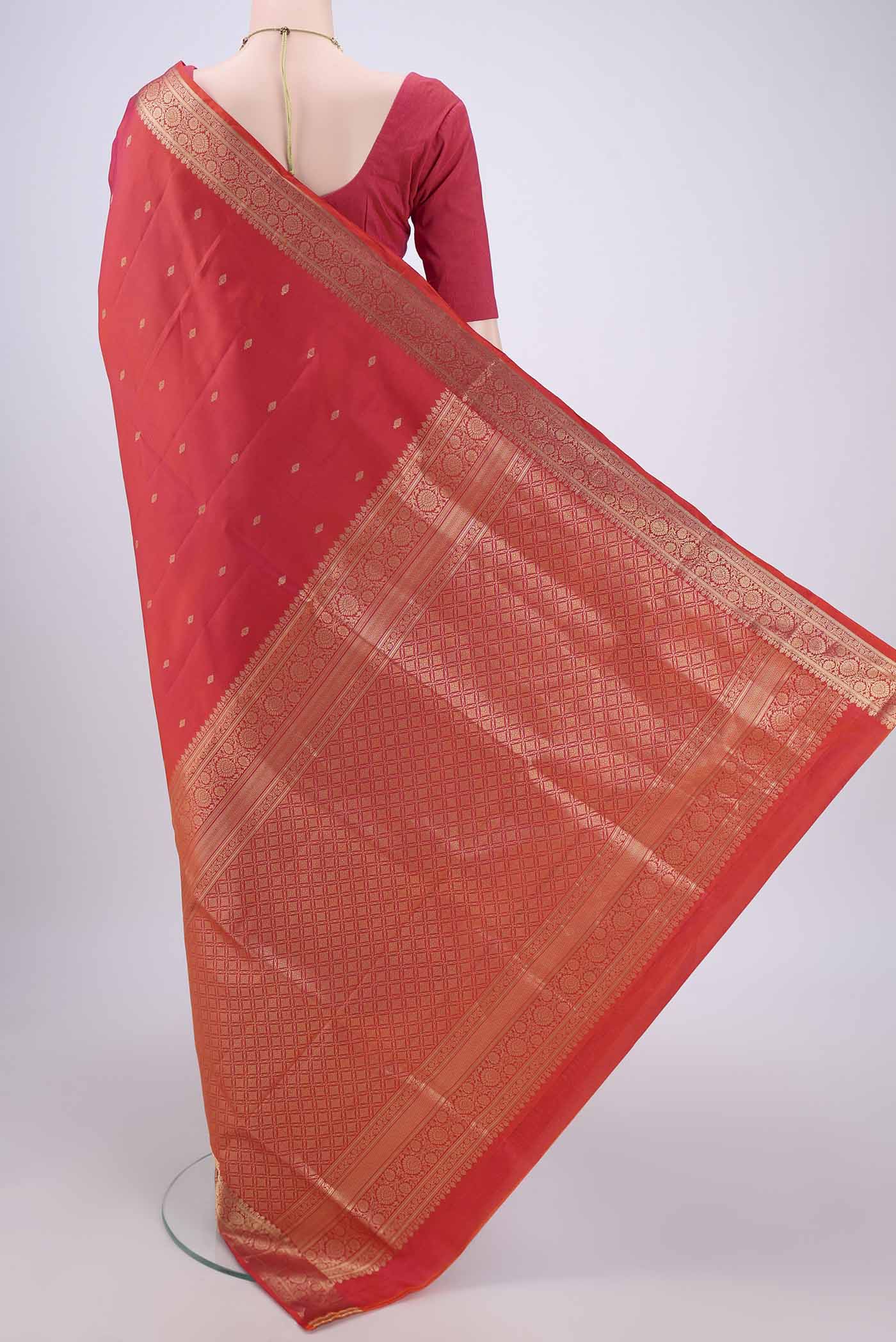 Orange Soft Silk Saree - Image 3