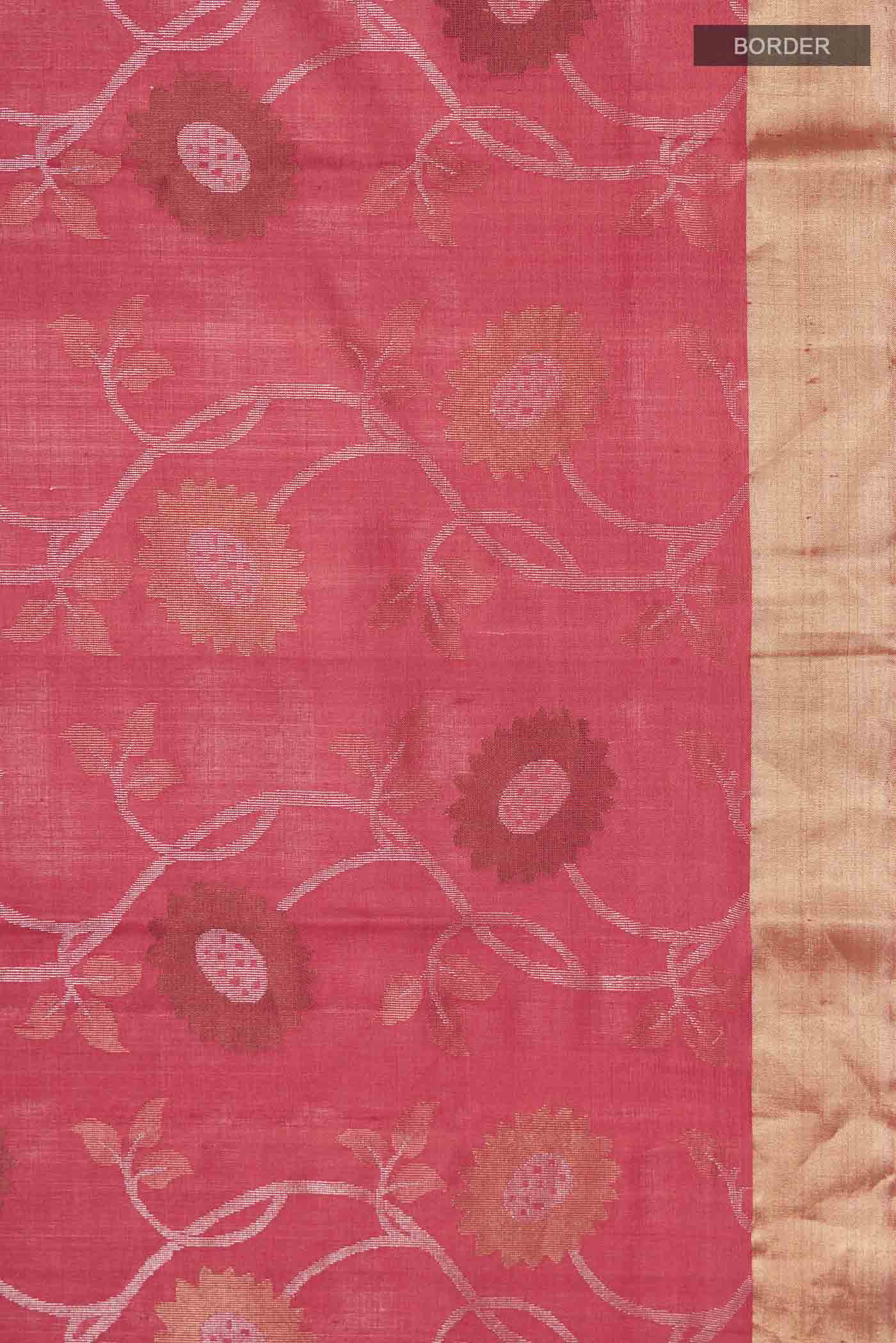 Imperial Red Tussar Silk Saree - Image 3