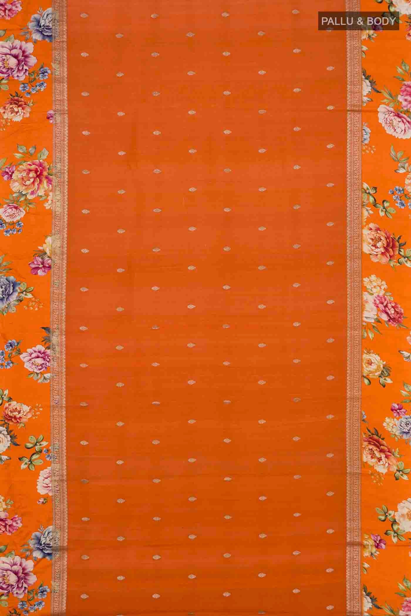 Orange Tussar Silk Saree - Image 5