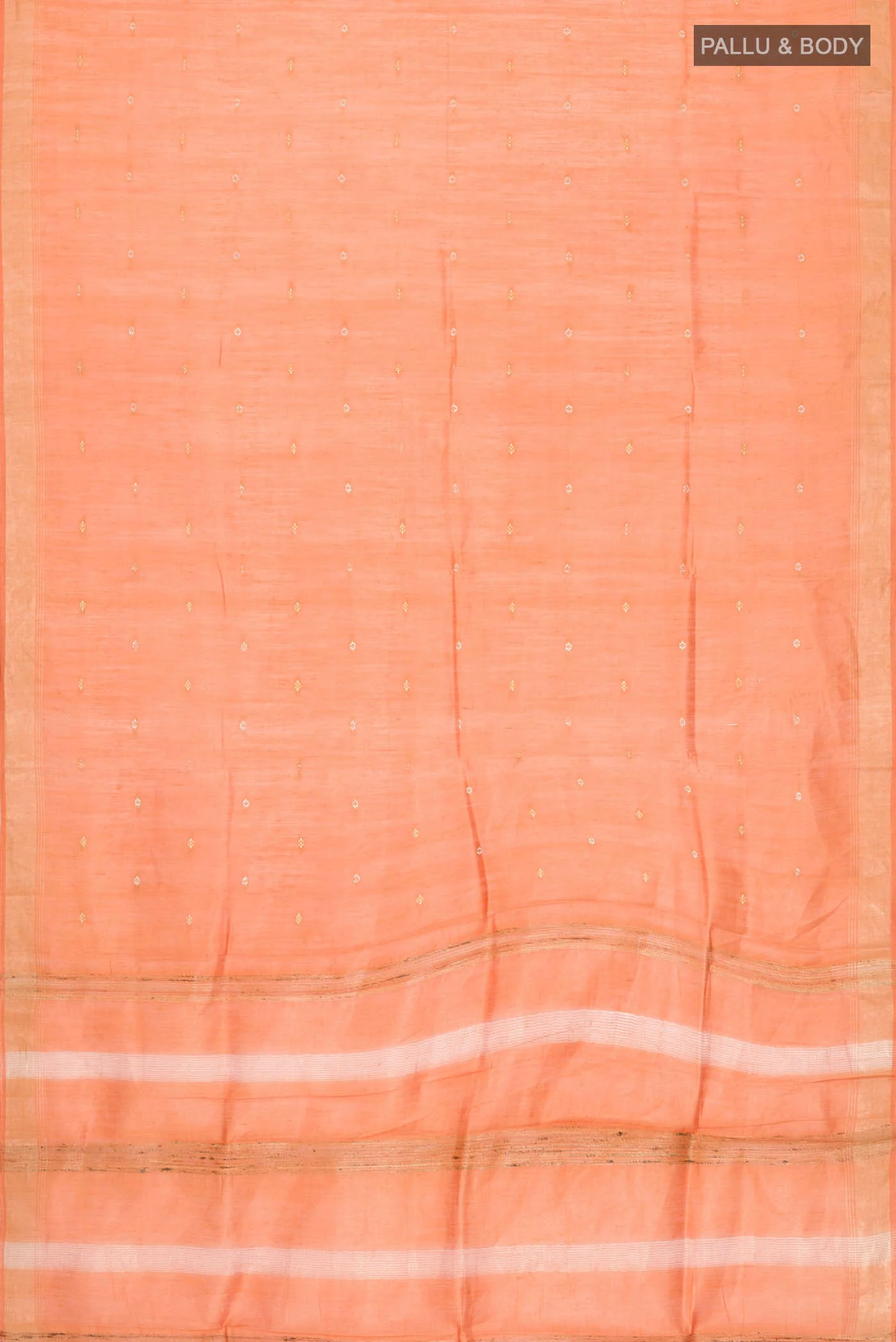 Orange Tussar Silk Saree - Image 3