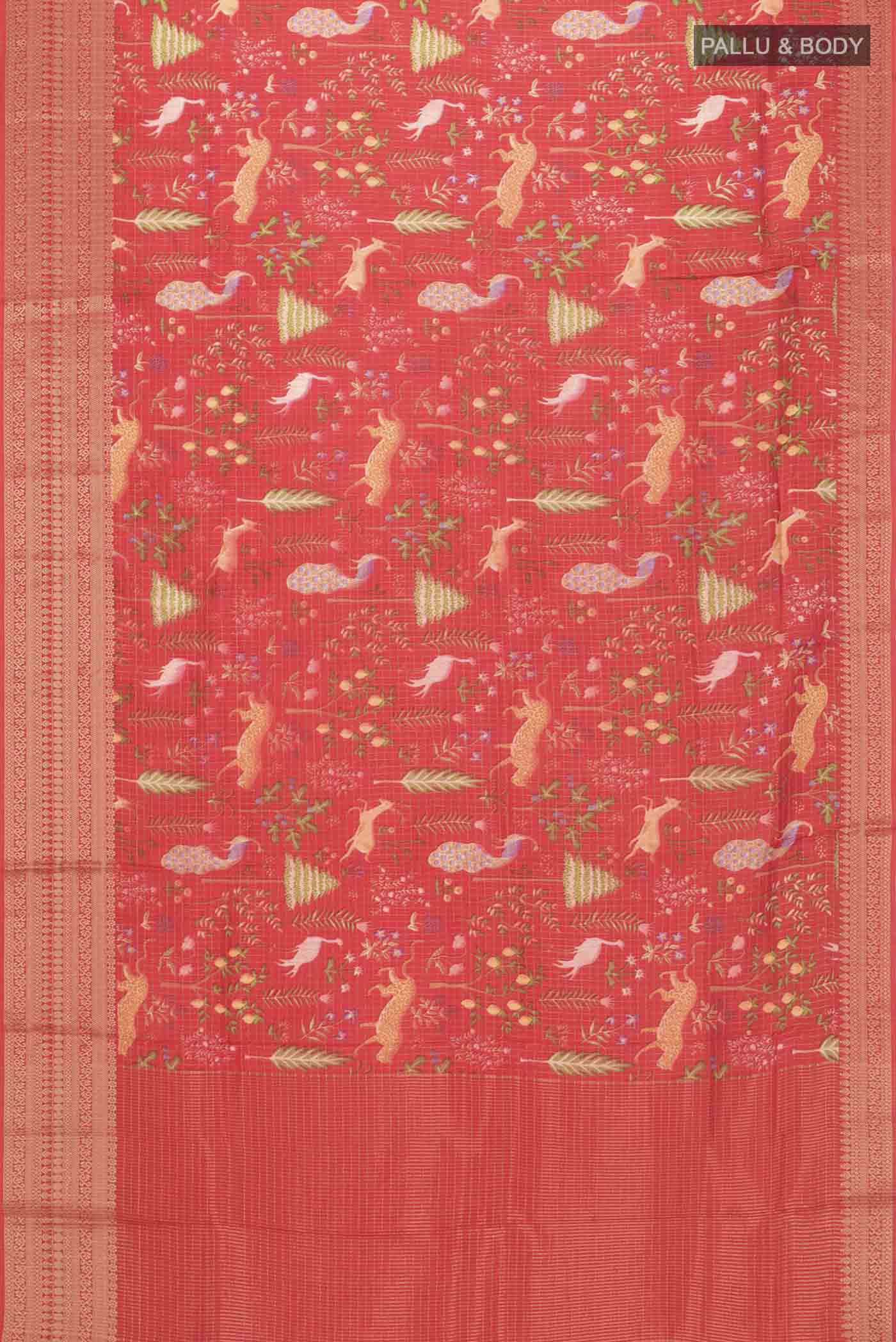Orange Tussar Silk Saree - Image 3