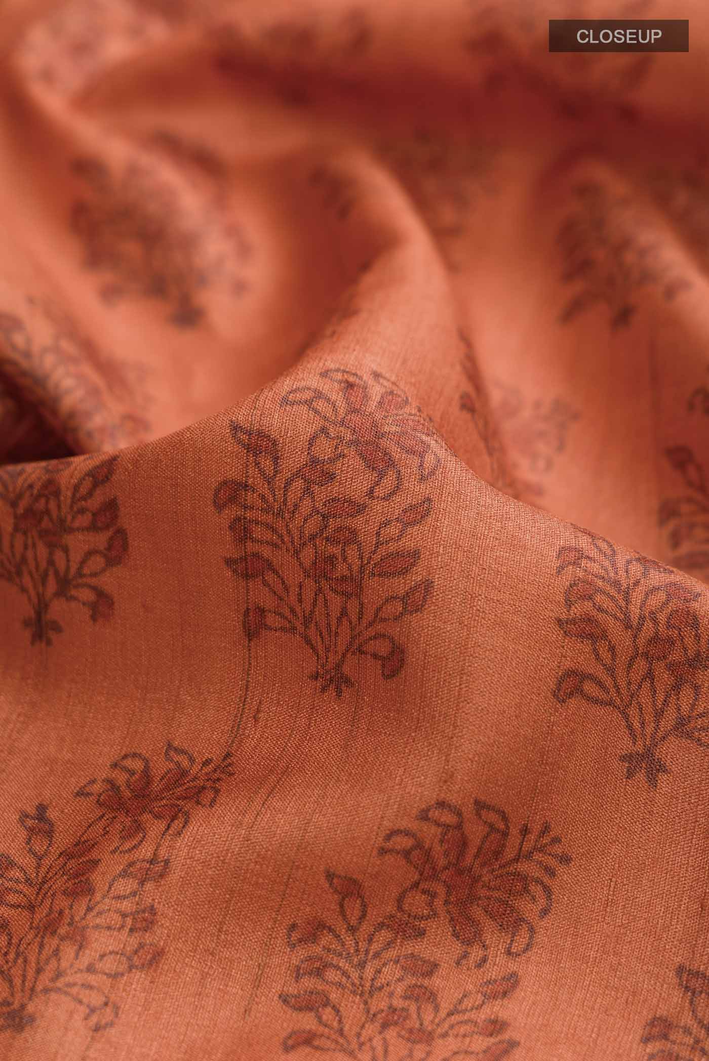 Orange Tussar Silk Saree - Image 2