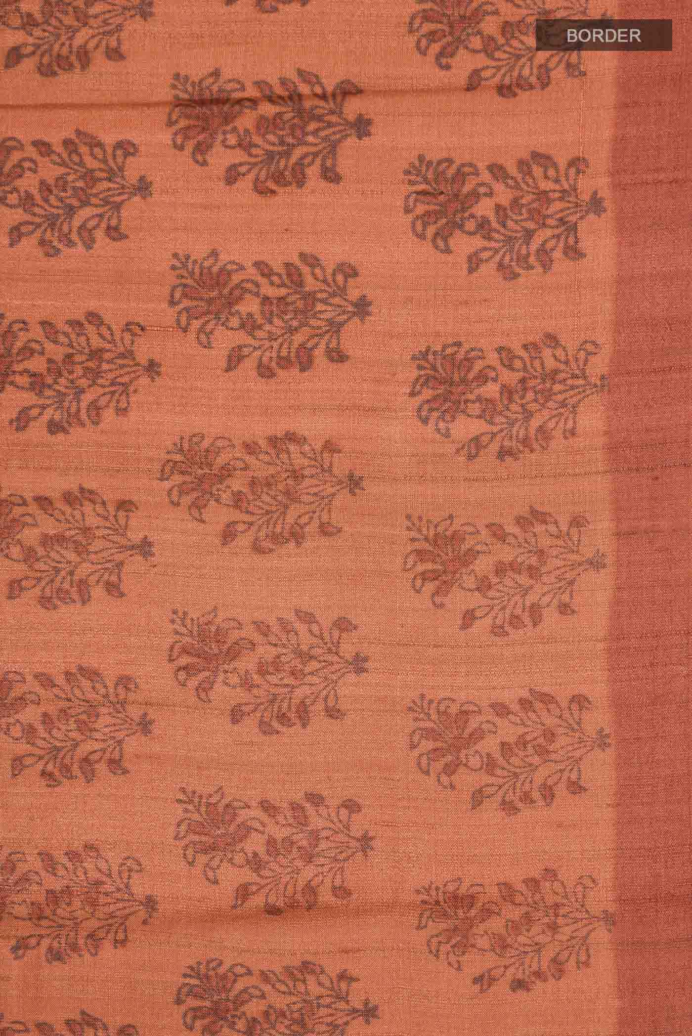 Orange Tussar Silk Saree - Image 3