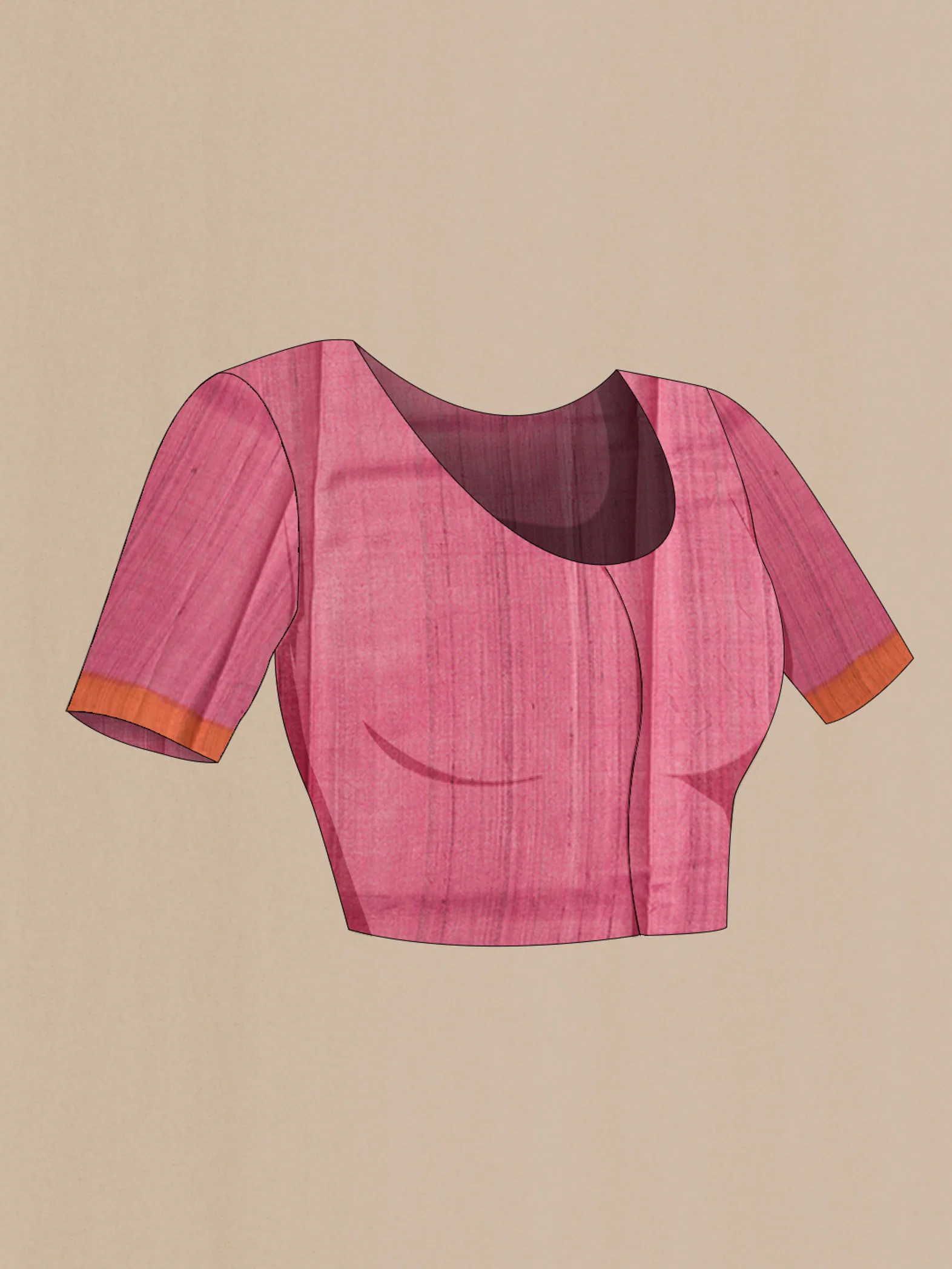 Orange Tussar Silk Saree - Image 4