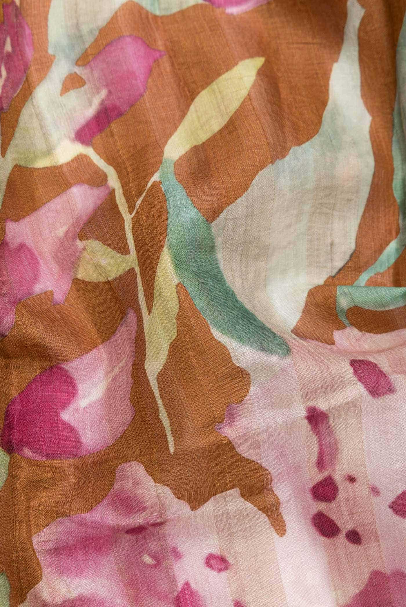Brown Tussar Silk Saree - Image 2