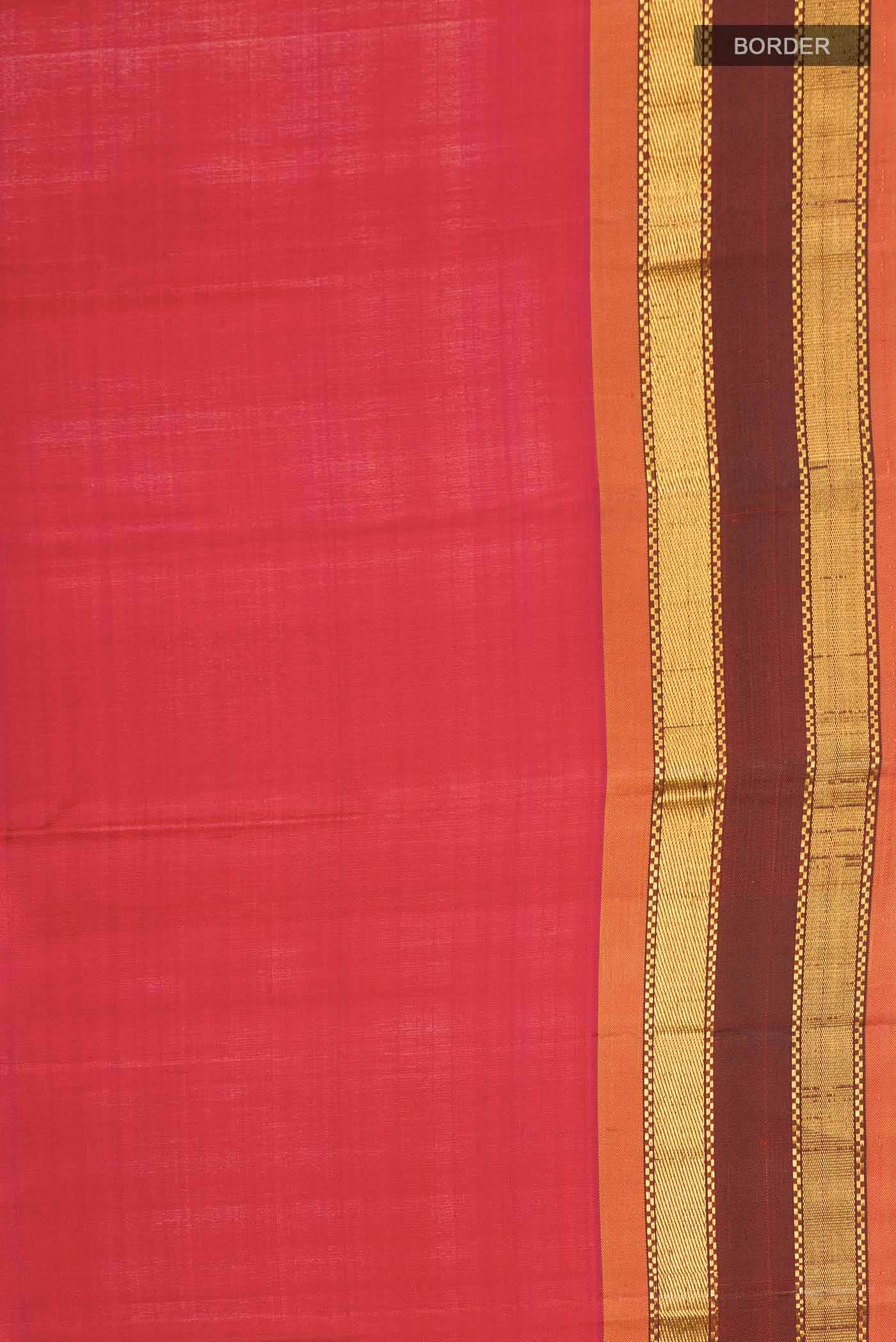 Orange with Pink Dual Tone Kanjivaram Silk Saree - Image 5