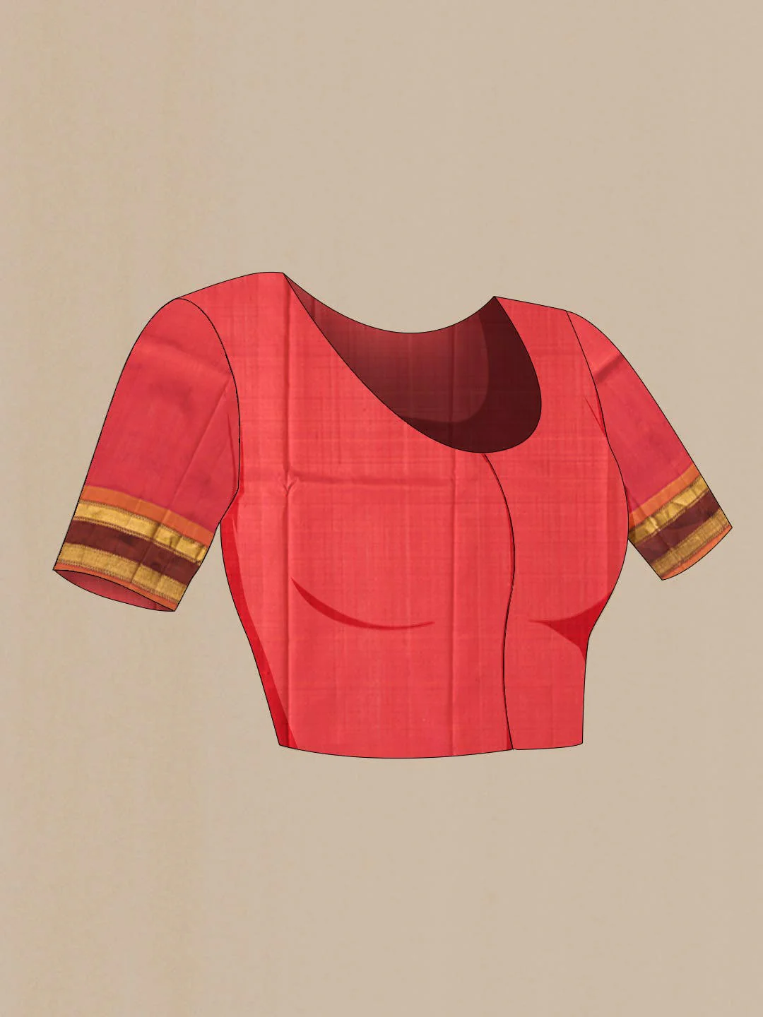 Orange with Pink Dual Tone Kanjivaram Silk Saree - Image 6