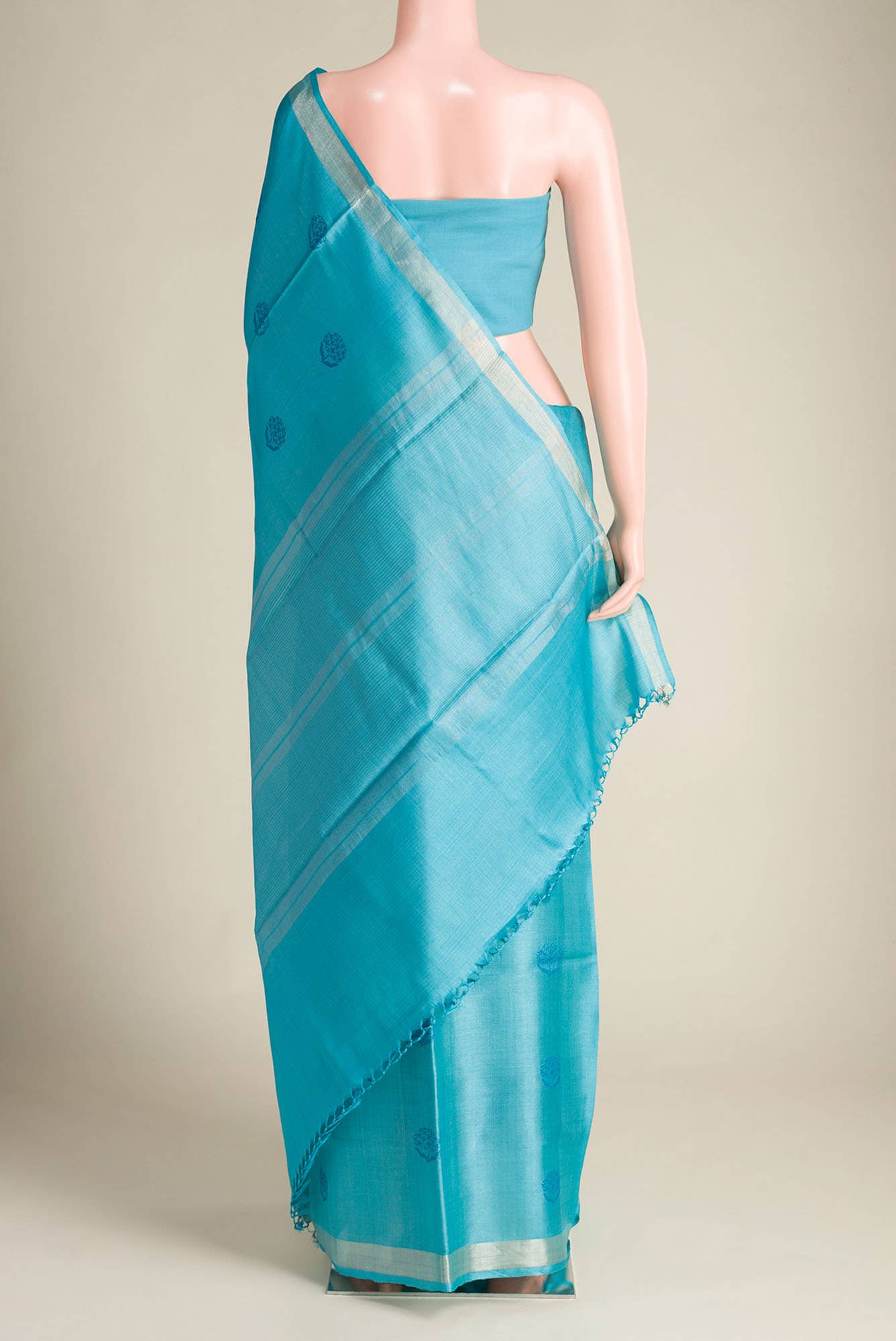 Orchard Orchestra-Blue Bhagalpuri Tussar Silk Saree - Image 4